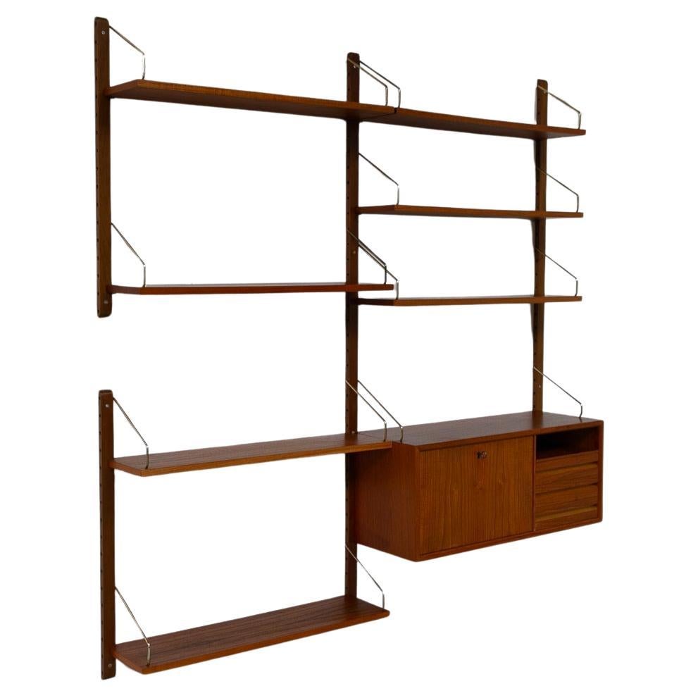 Danish Modern 2-Bay Modular Teak Wall Unit by Poul Cadovius for Cado, 1950s. For Sale