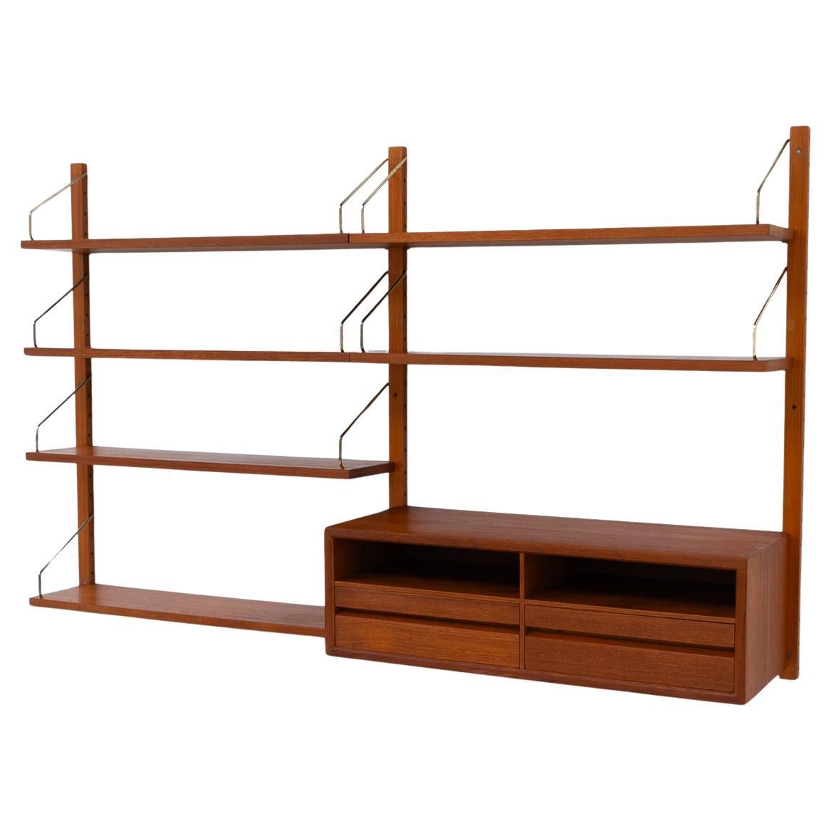 Danish Modern 2-Bay Modular Teak Wall Unit by Poul Cadovius for Cado, 1960s. For Sale