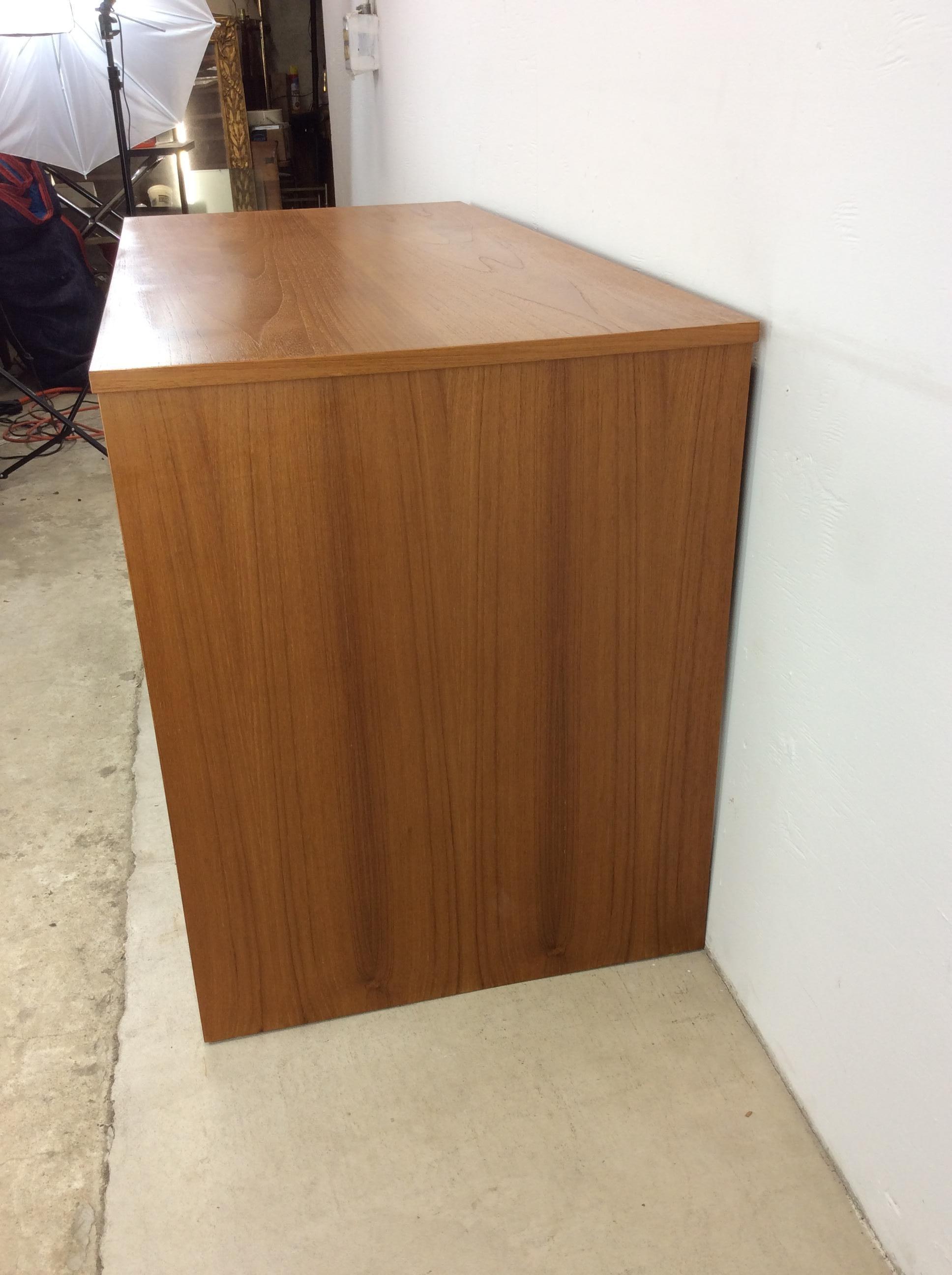 Danish Modern 2 Drawer Writing Desk with Finished Back For Sale 9