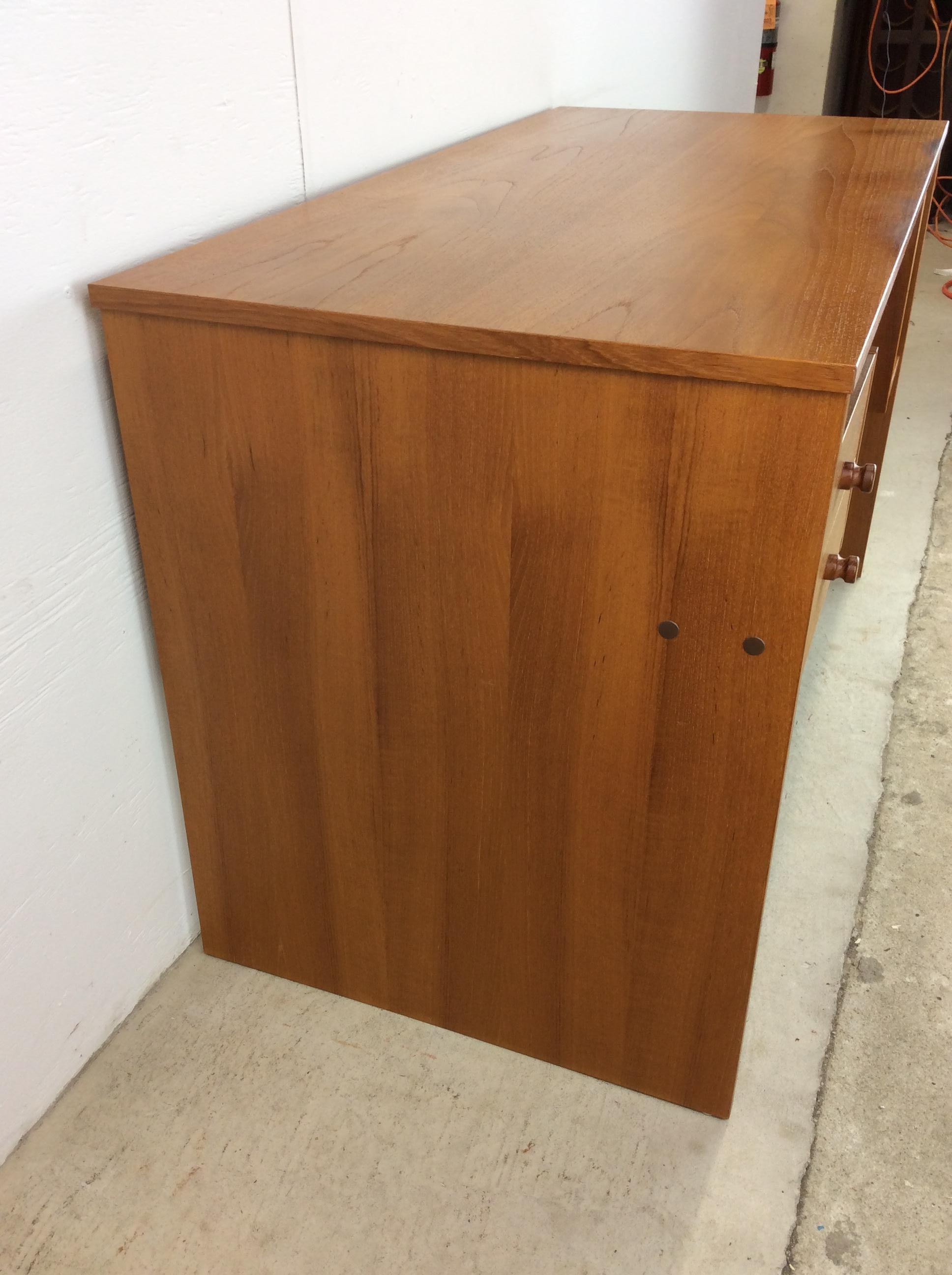 Danish Modern 2 Drawer Writing Desk with Finished Back For Sale 11