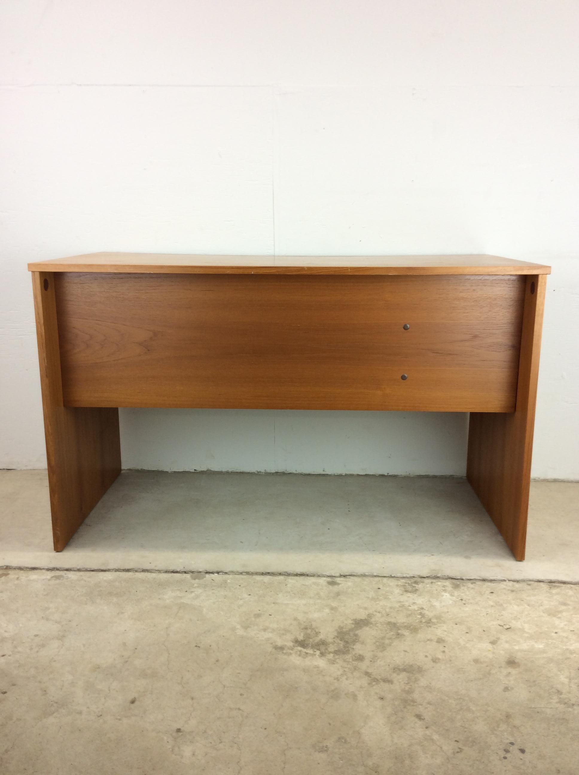 Danish Modern 2 Drawer Writing Desk with Finished Back For Sale 13