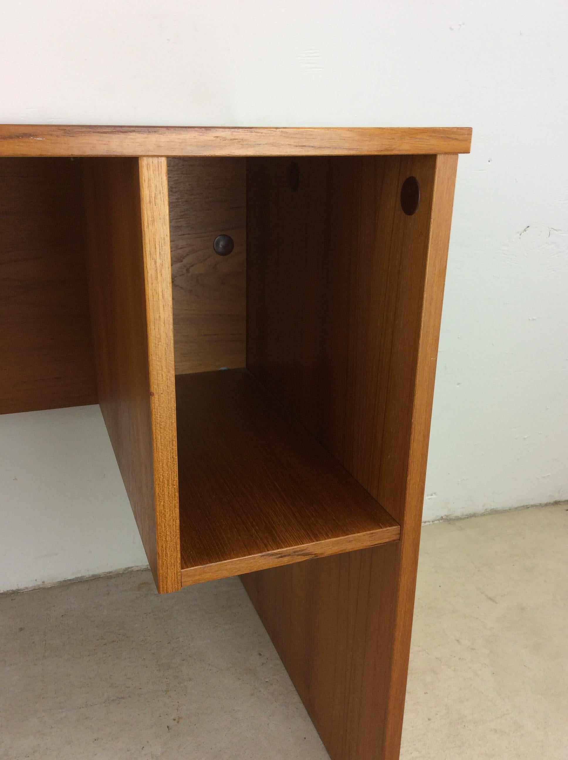 Danish Modern 2 Drawer Writing Desk with Finished Back In Good Condition For Sale In Freehold, NJ