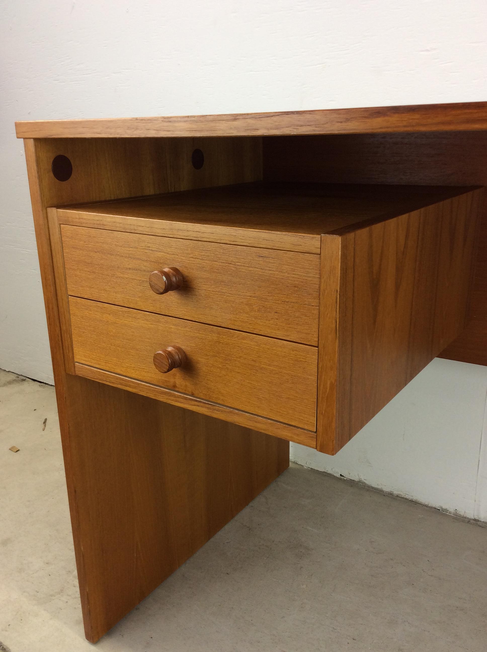 20th Century Danish Modern 2 Drawer Writing Desk with Finished Back For Sale