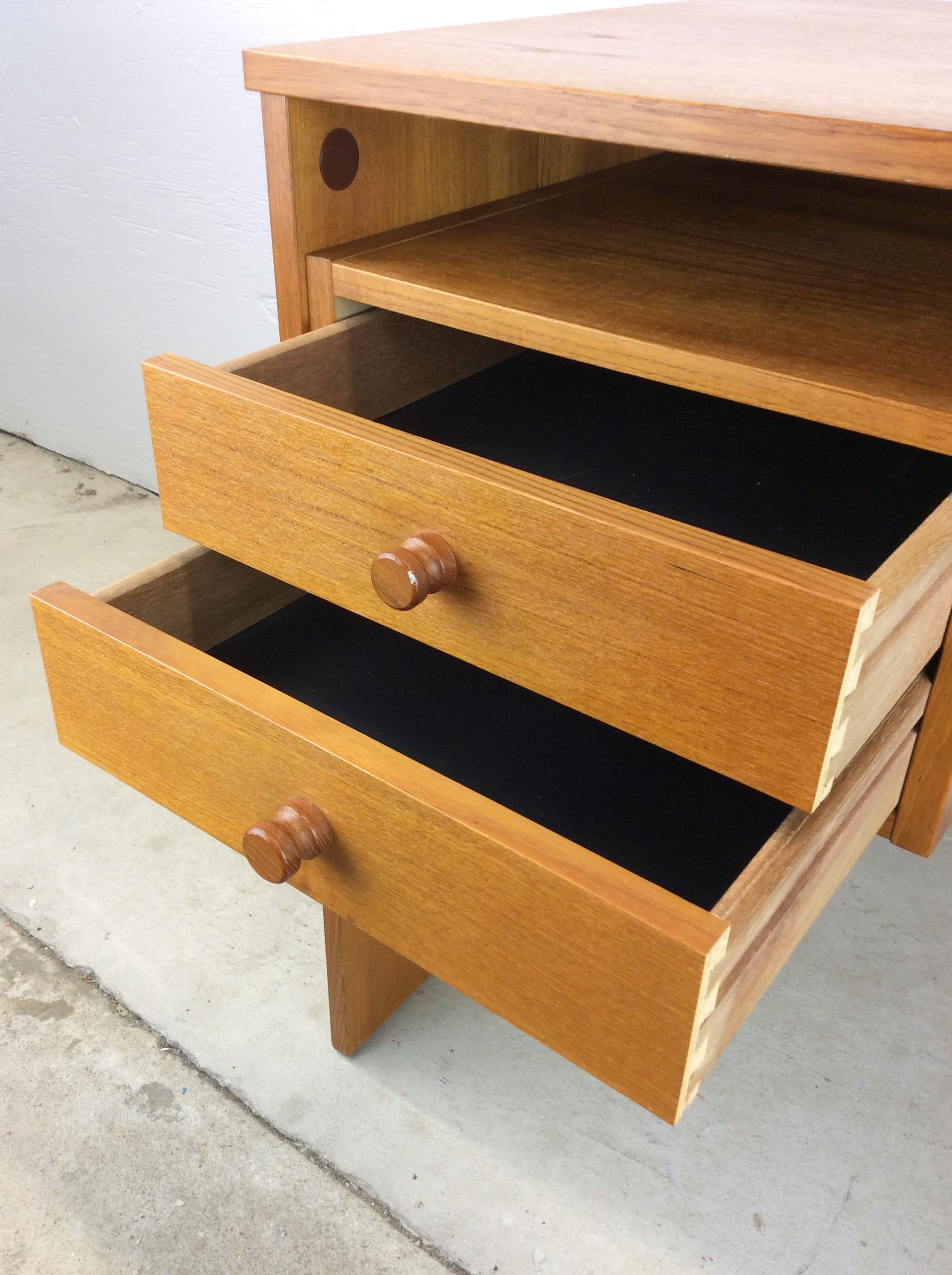 Danish Modern 2 Drawer Writing Desk with Finished Back For Sale 1