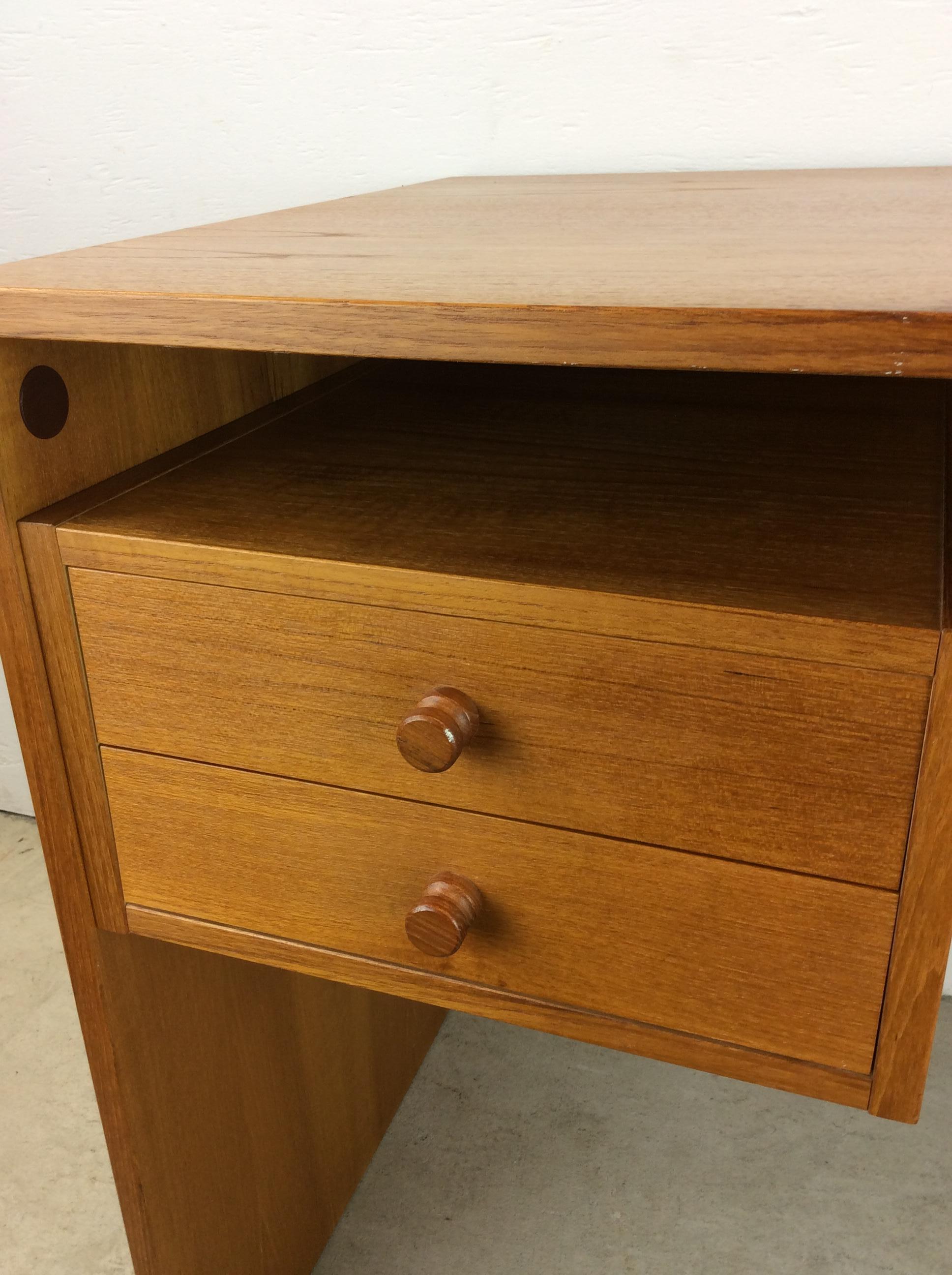 Danish Modern 2 Drawer Writing Desk with Finished Back For Sale 2