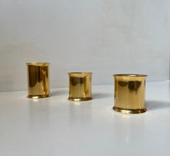 Bougeoirs de cheminée modernes danois plaqués or 24 carats