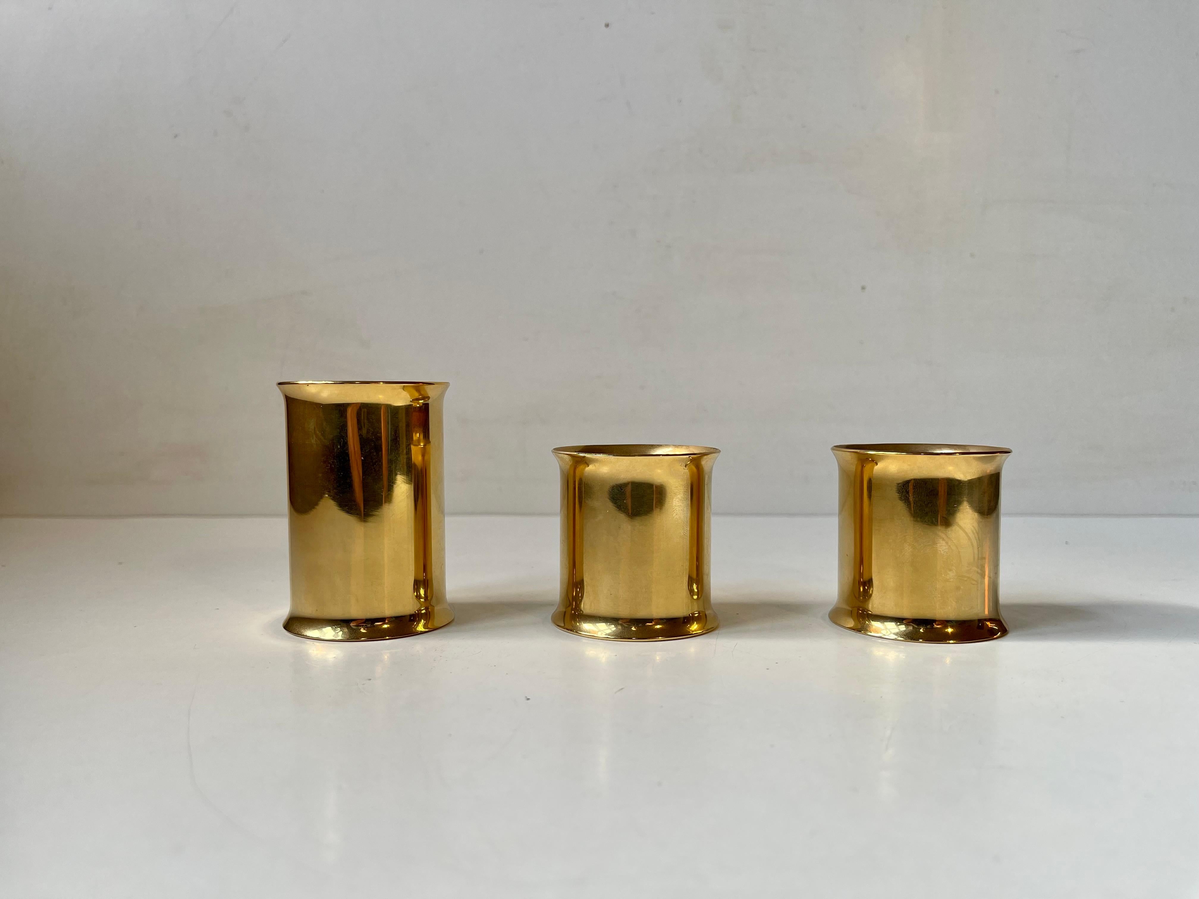 Danish Modern 24 Carat Gold Plated Chimney Candleholders In Good Condition For Sale In Esbjerg, DK