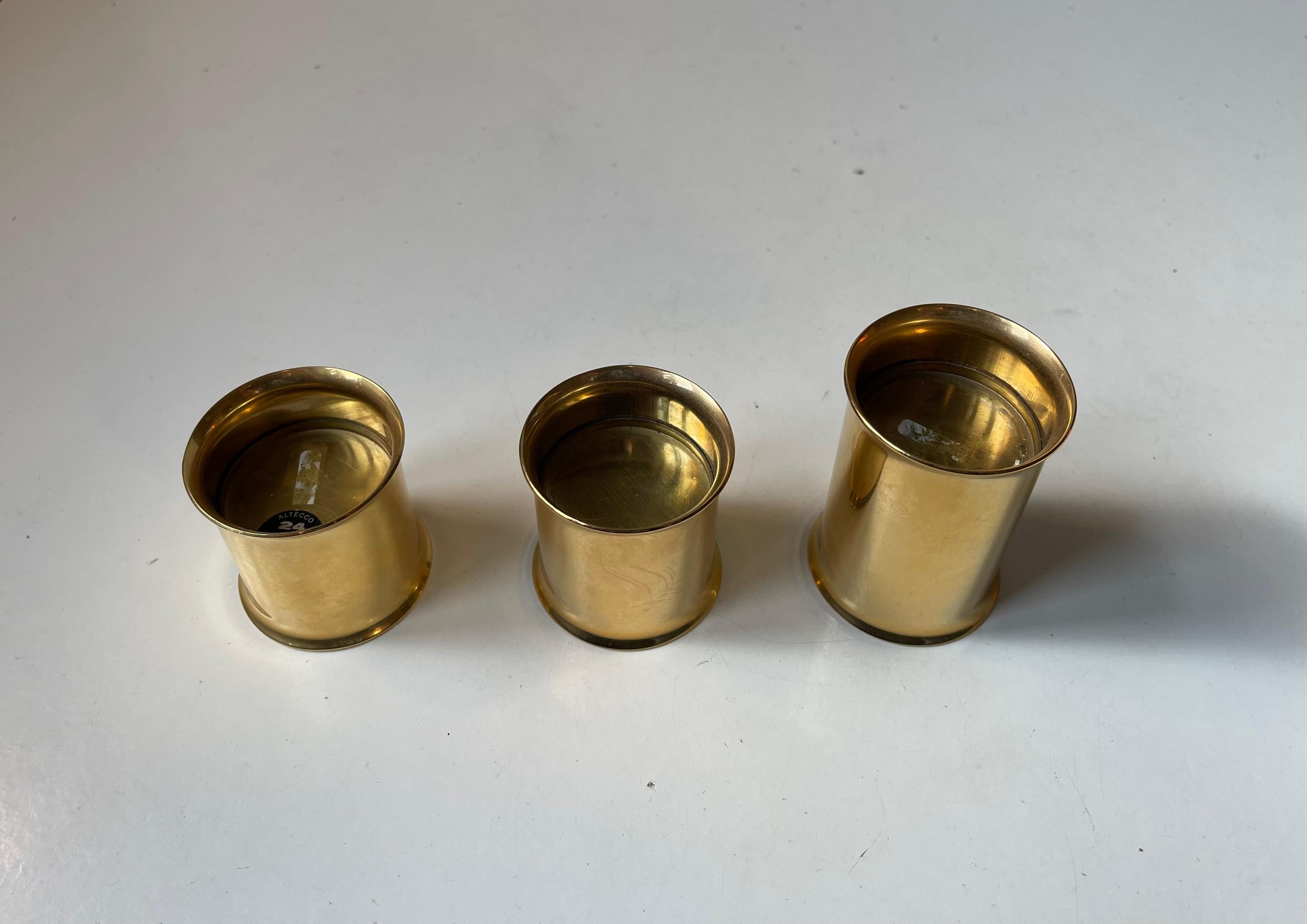 Late 20th Century Danish Modern 24 Carat Gold Plated Chimney Candleholders For Sale