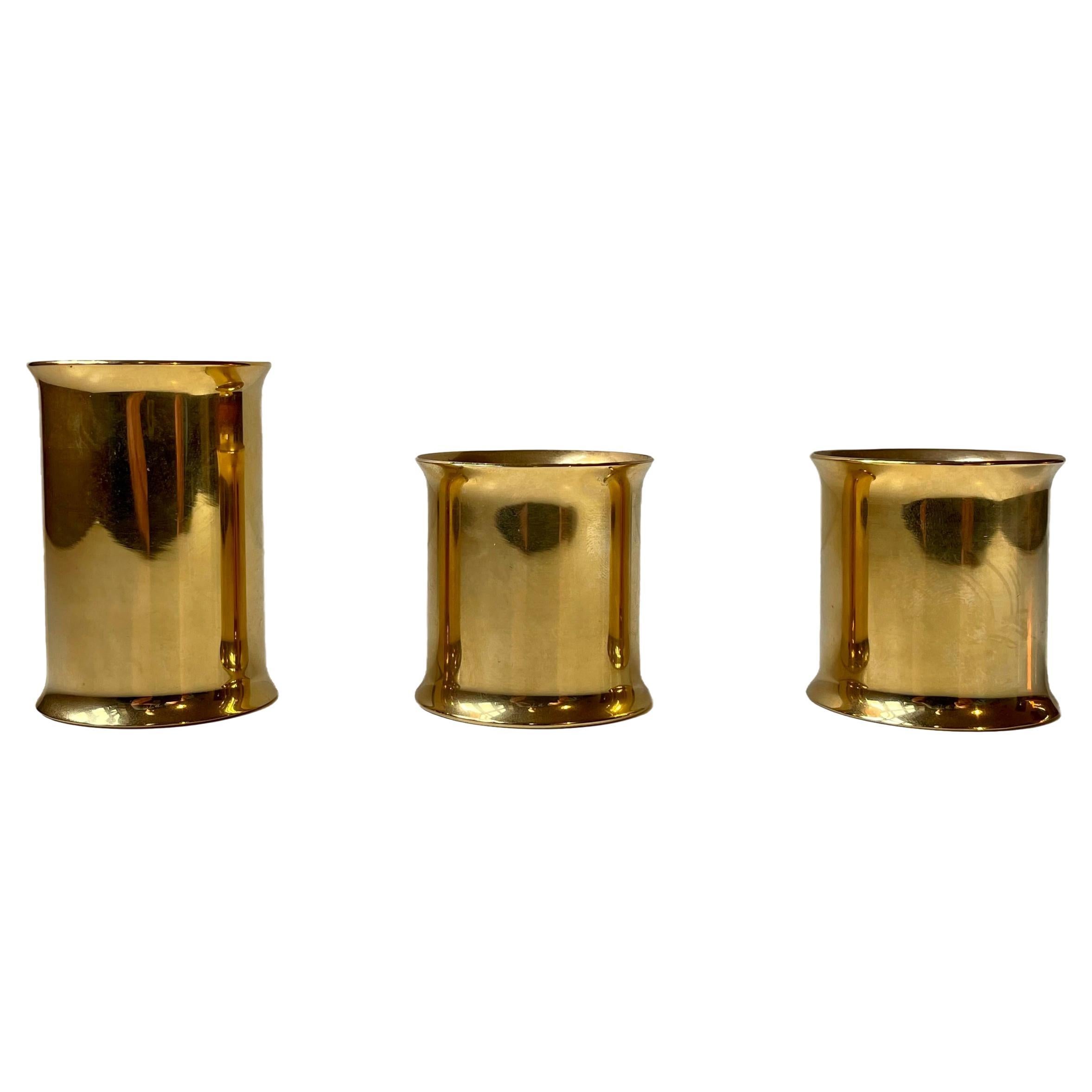 Danish Modern 24 Carat Gold Plated Chimney Candleholders For Sale