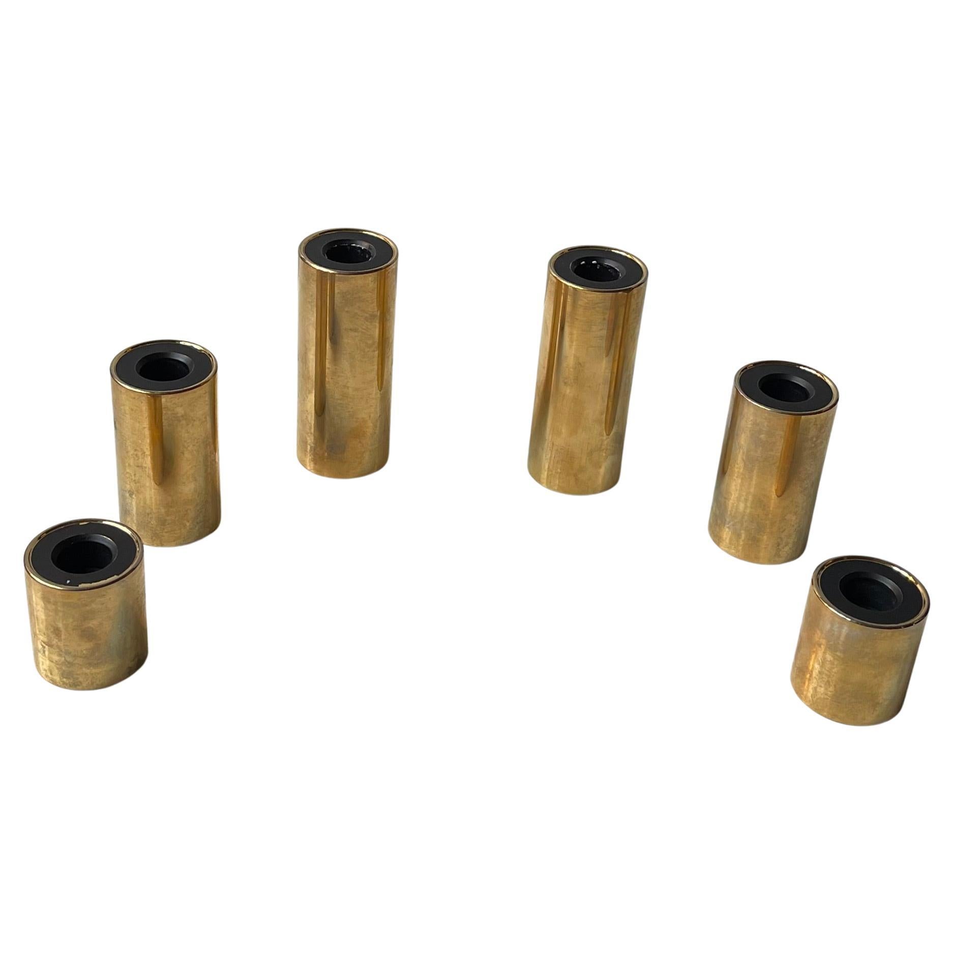 Danish Modern 24 Carat Gold Plated Cylindrical Candleholders by Hugo Asmussen For Sale