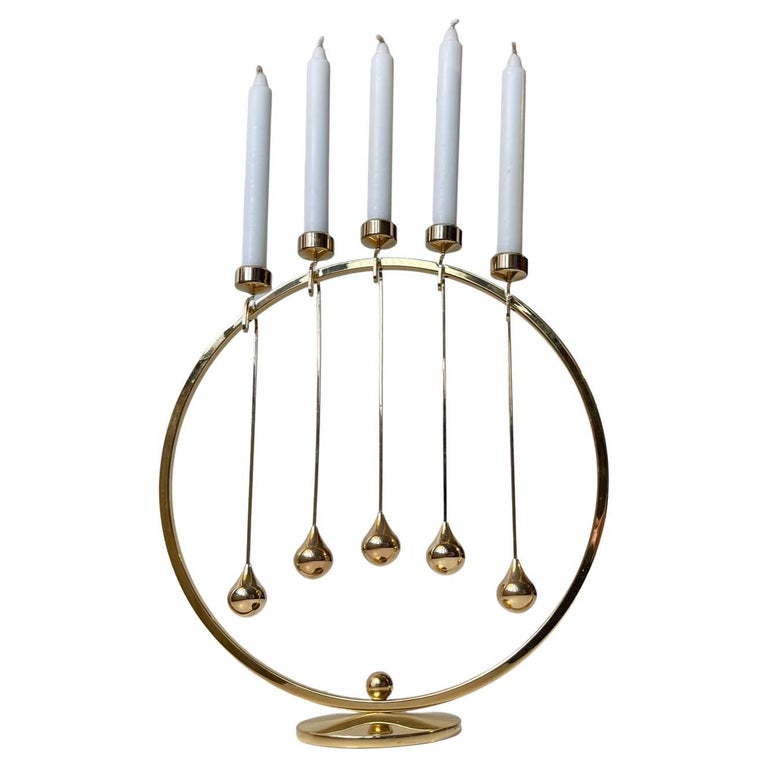 Danish Modern 24 carat Gold Plated Orbit Candle Holder by Hugo Asmussen
