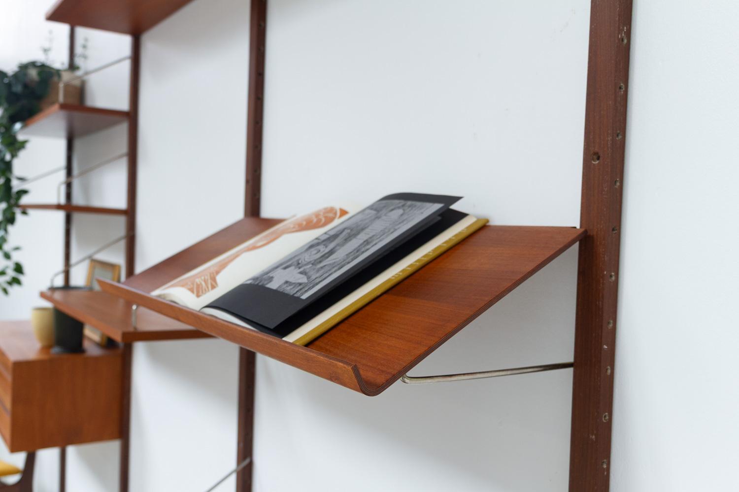 Danish Modern 3-Bay Modular Teak Wall Unit by Poul Cadovius for Cado, 1960s. For Sale 13