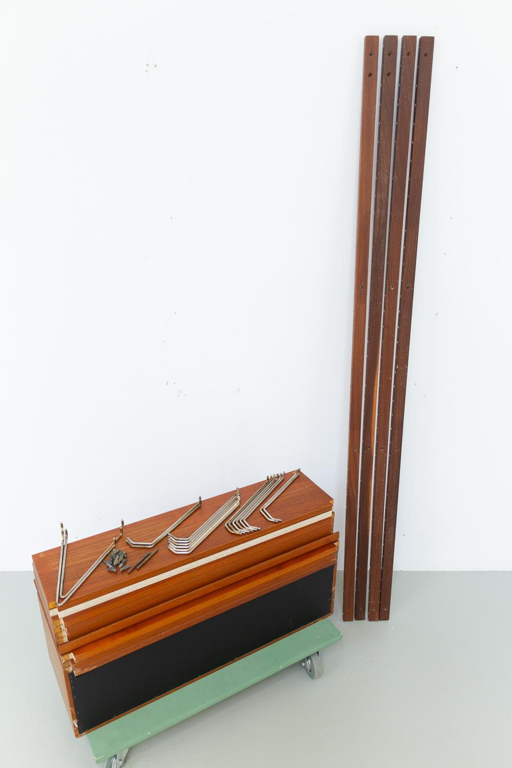 Danish Modern 3-Bay Modular Teak Wall Unit by Poul Cadovius for Cado, 1960s. For Sale 15