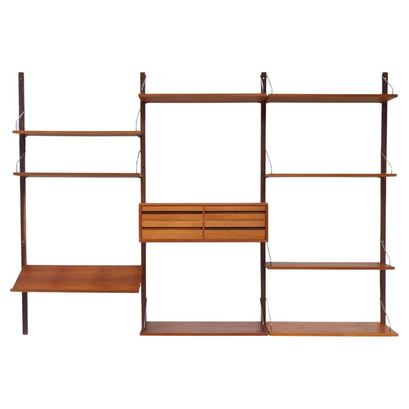 Danish Modern 3-Bay Modular Teak Wall Unit by Poul Cadovius for Cado, 1960s.