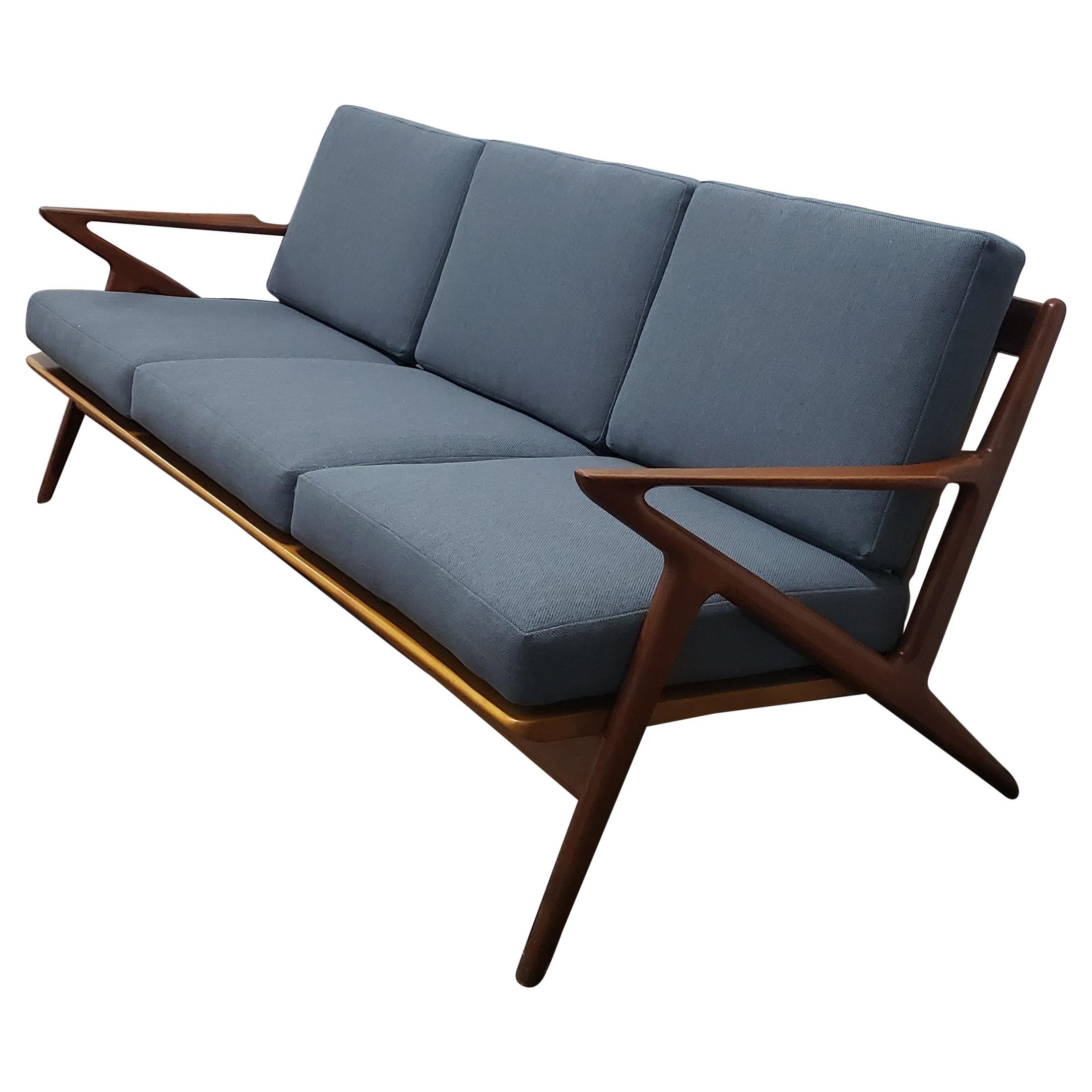 Danish Modern 3-Seat Teak "Z" Sofa for Selig by Poul Jensen