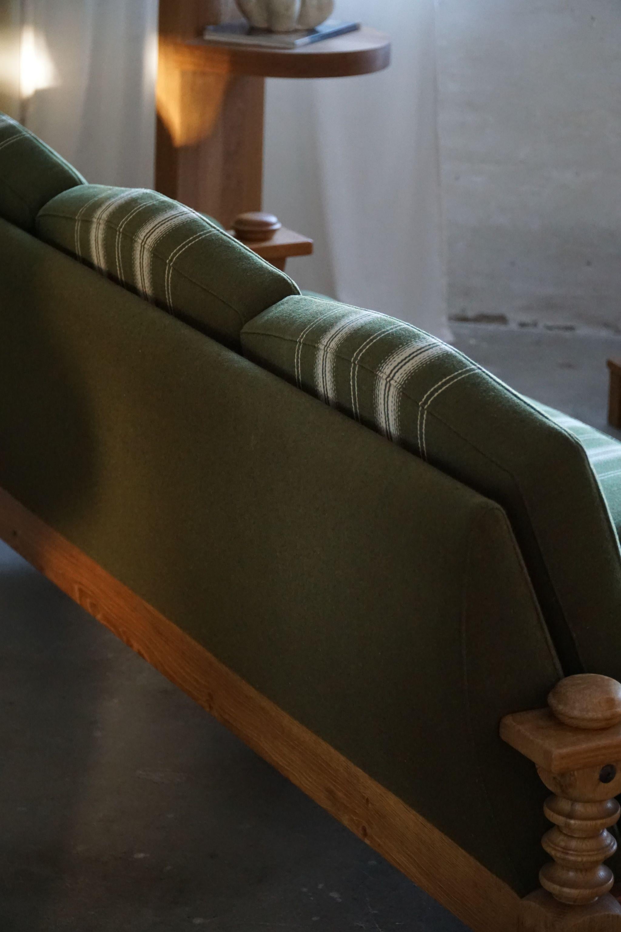 Danish Modern 3-Seater Sofa in Oak & Savak Wool, Henning Kjærnulf, 1960s 1