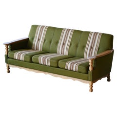 Vintage Danish Modern 3-Seater Sofa in Solid Oak attributed to Henry Kjærnulf, 1960s
