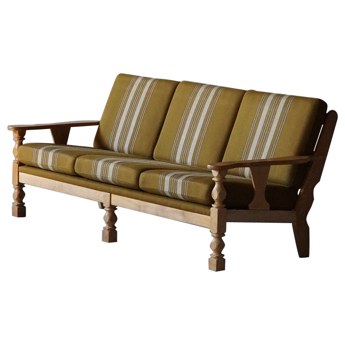 Danish Modern 3-Seater Sofa in Solid Oak, Henning Kjærnulf Style, 1960s