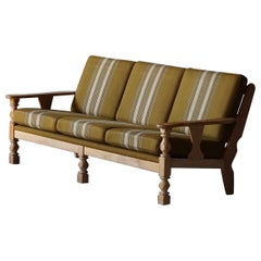 Danish Modern 3-Seater Sofa in Solid Oak, Henning Kjærnulf Style, 1960s