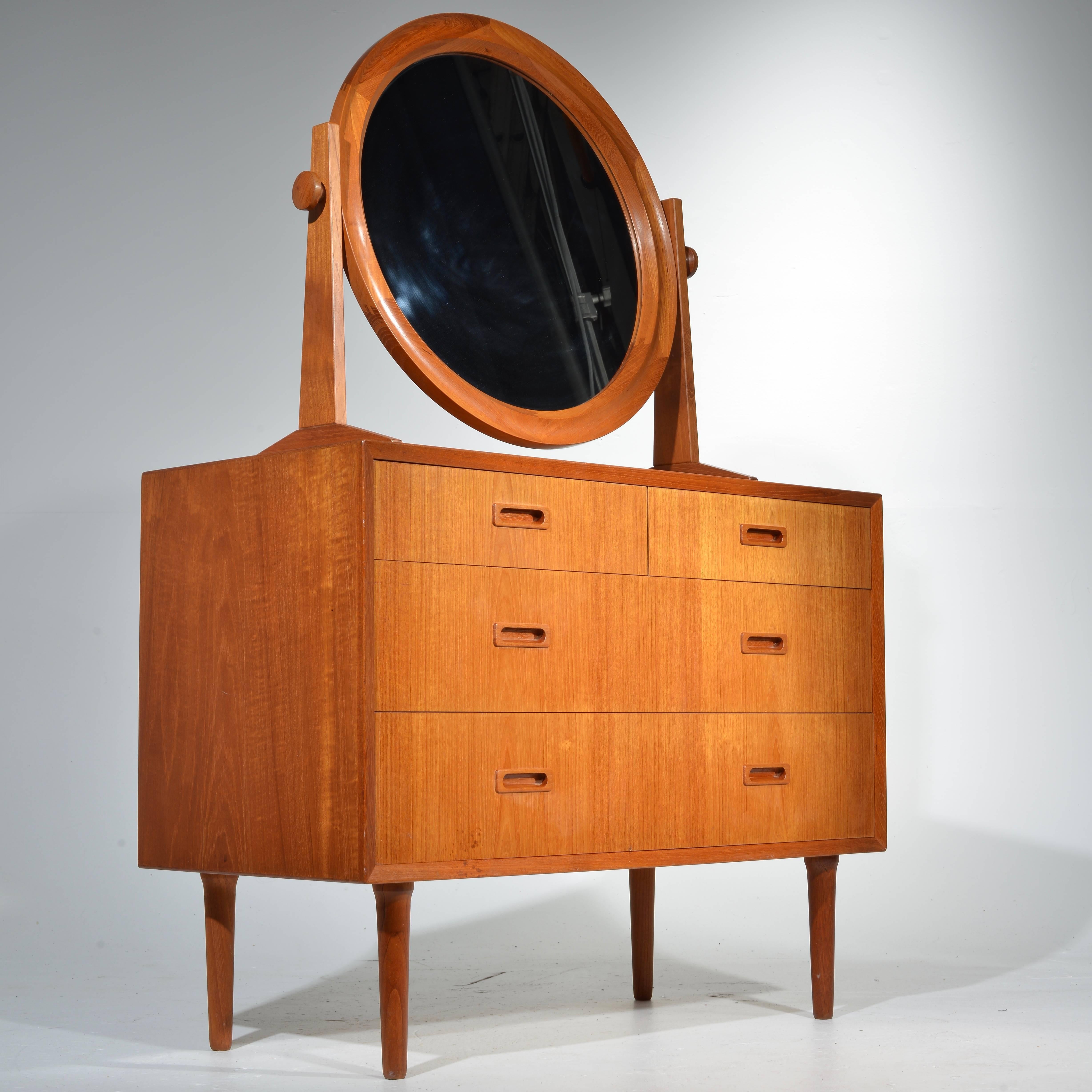 Mid-20th Century Danish Modern Four-Drawer Cabinet Vanity
