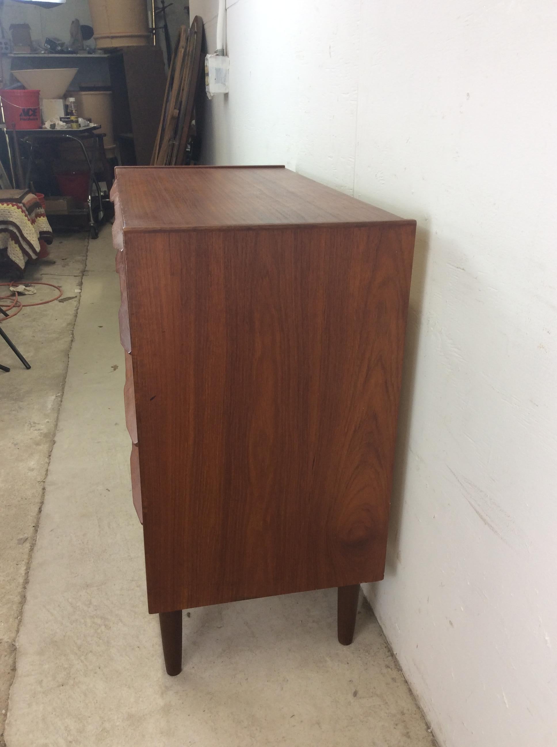 Teak Danish Modern 4 Drawer Dresser with Lock & Key