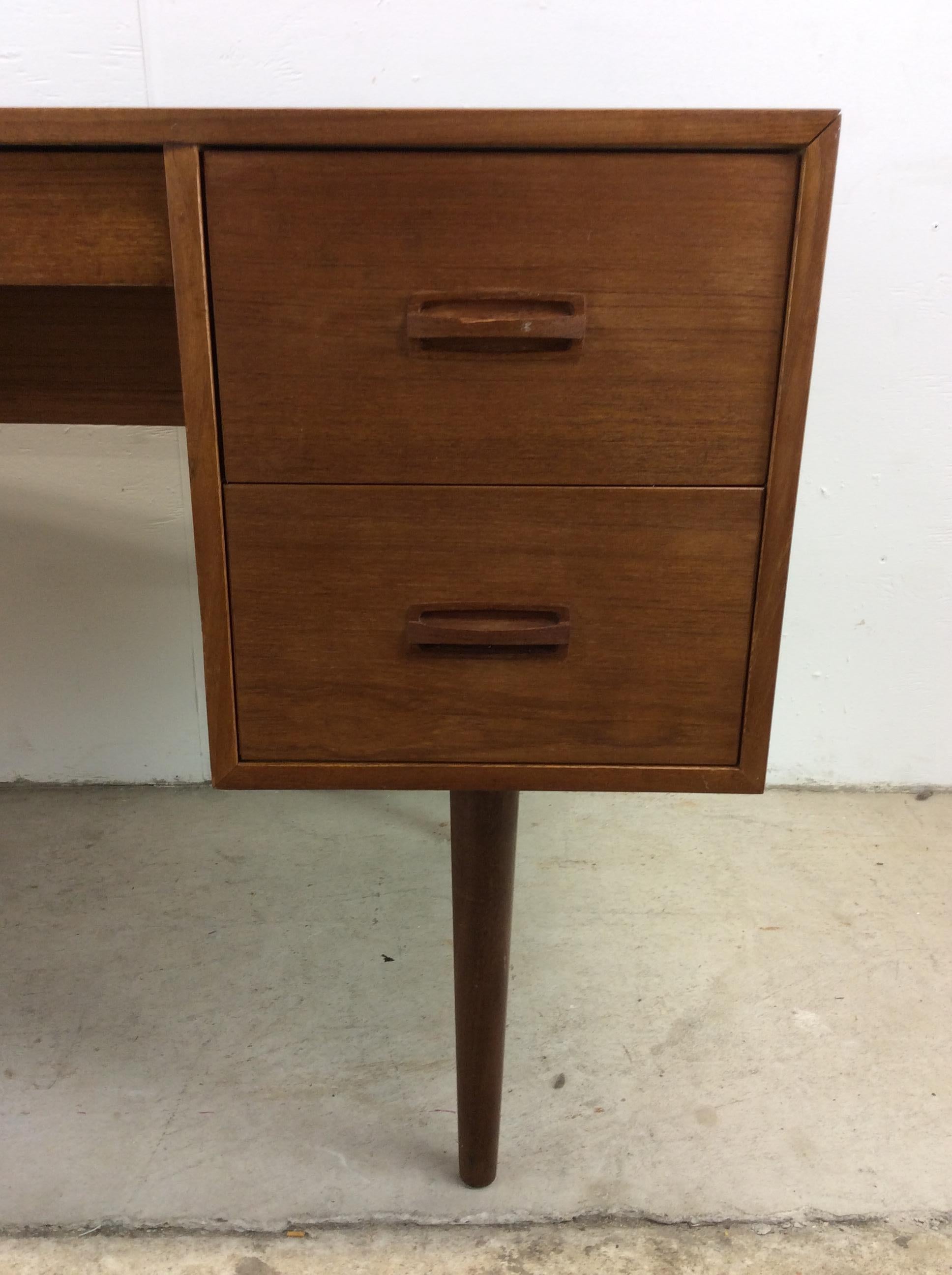 Danish Modern 4 Drawer Writing Desk with Tapered Legs 5