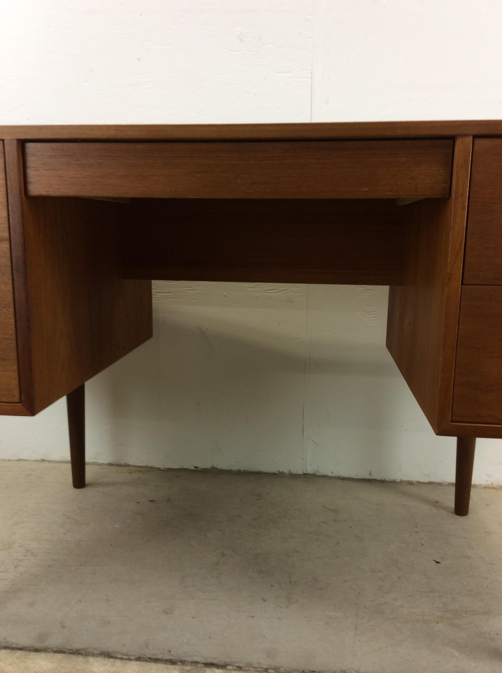 Danish Modern 4 Drawer Writing Desk with Tapered Legs For Sale 6