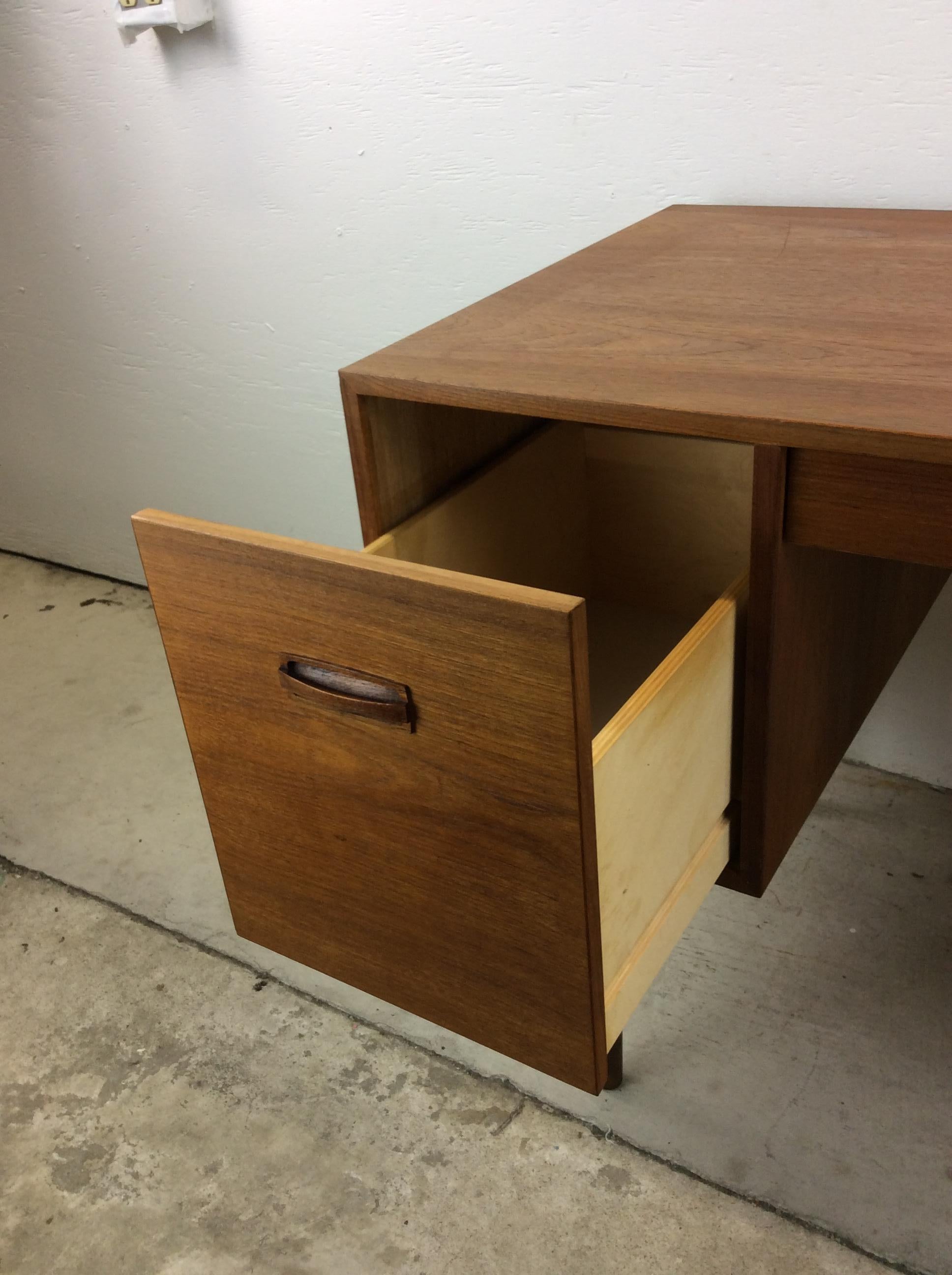 Danish Modern 4 Drawer Writing Desk with Tapered Legs For Sale 9