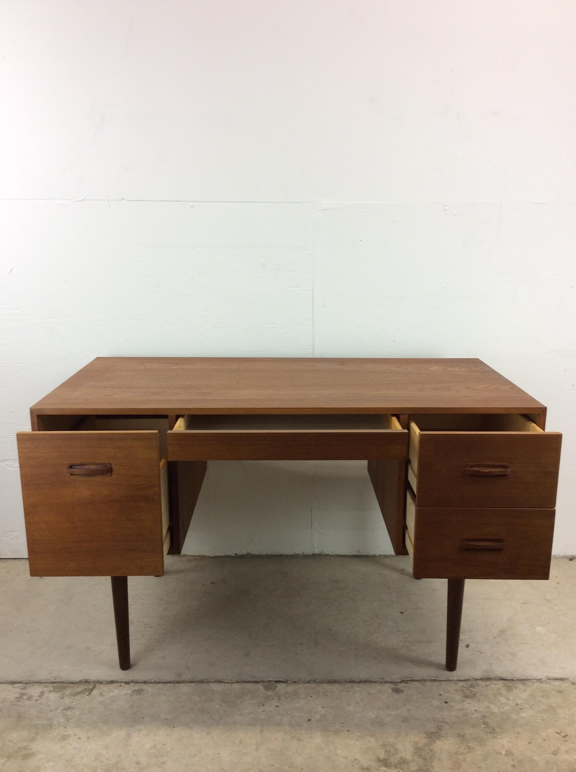 Danish Modern 4 Drawer Writing Desk with Tapered Legs 12