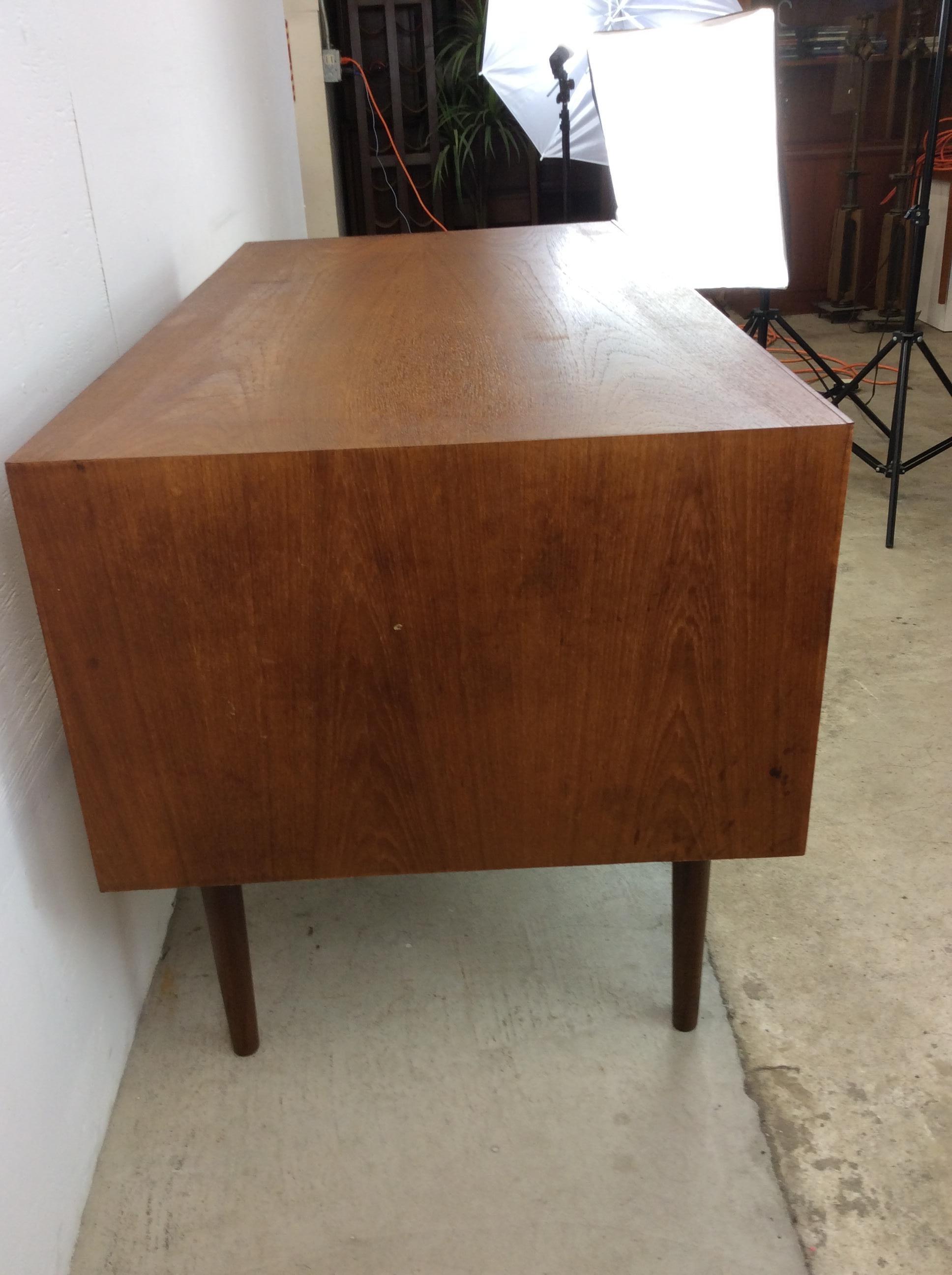 20th Century Danish Modern 4 Drawer Writing Desk with Tapered Legs For Sale