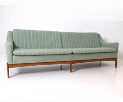 Danish Modern 4-Seat Teak Base Sofa, Original Fabric Presents Well