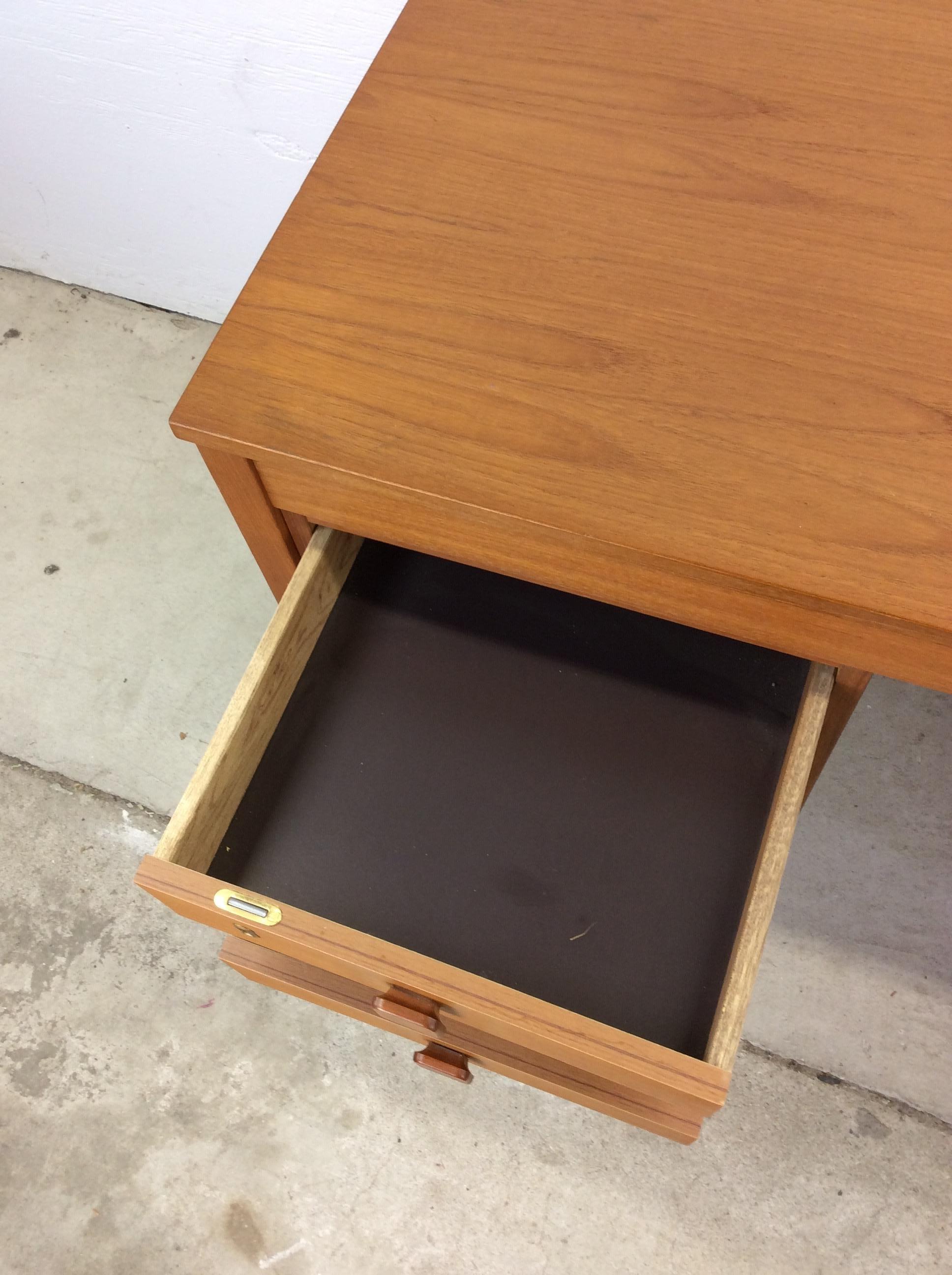 Danish Modern 6 Drawer Writing Desk with Lock & Key For Sale 3