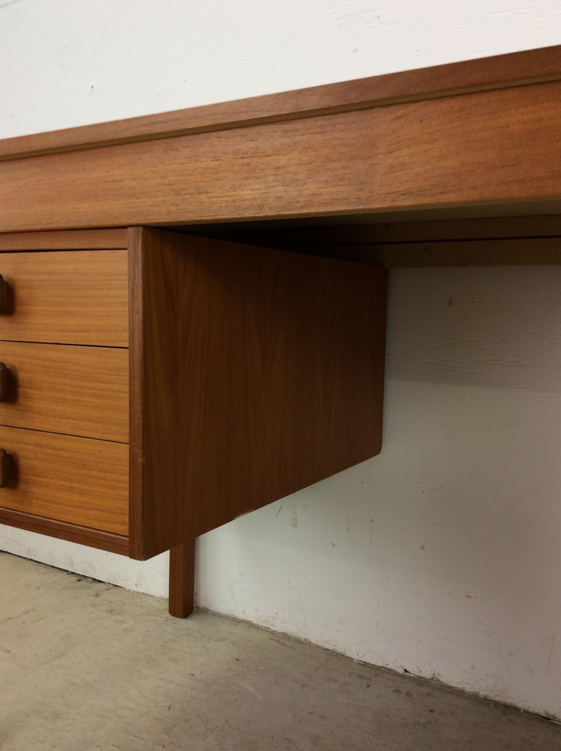 Danish Modern 6 Drawer Writing Desk with Lock & Key For Sale 6