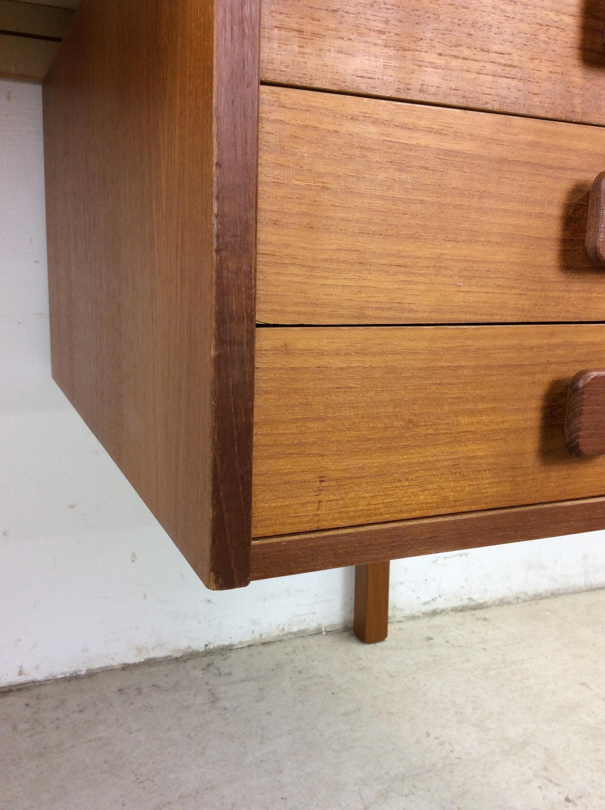 Danish Modern 6 Drawer Writing Desk with Lock & Key For Sale 7
