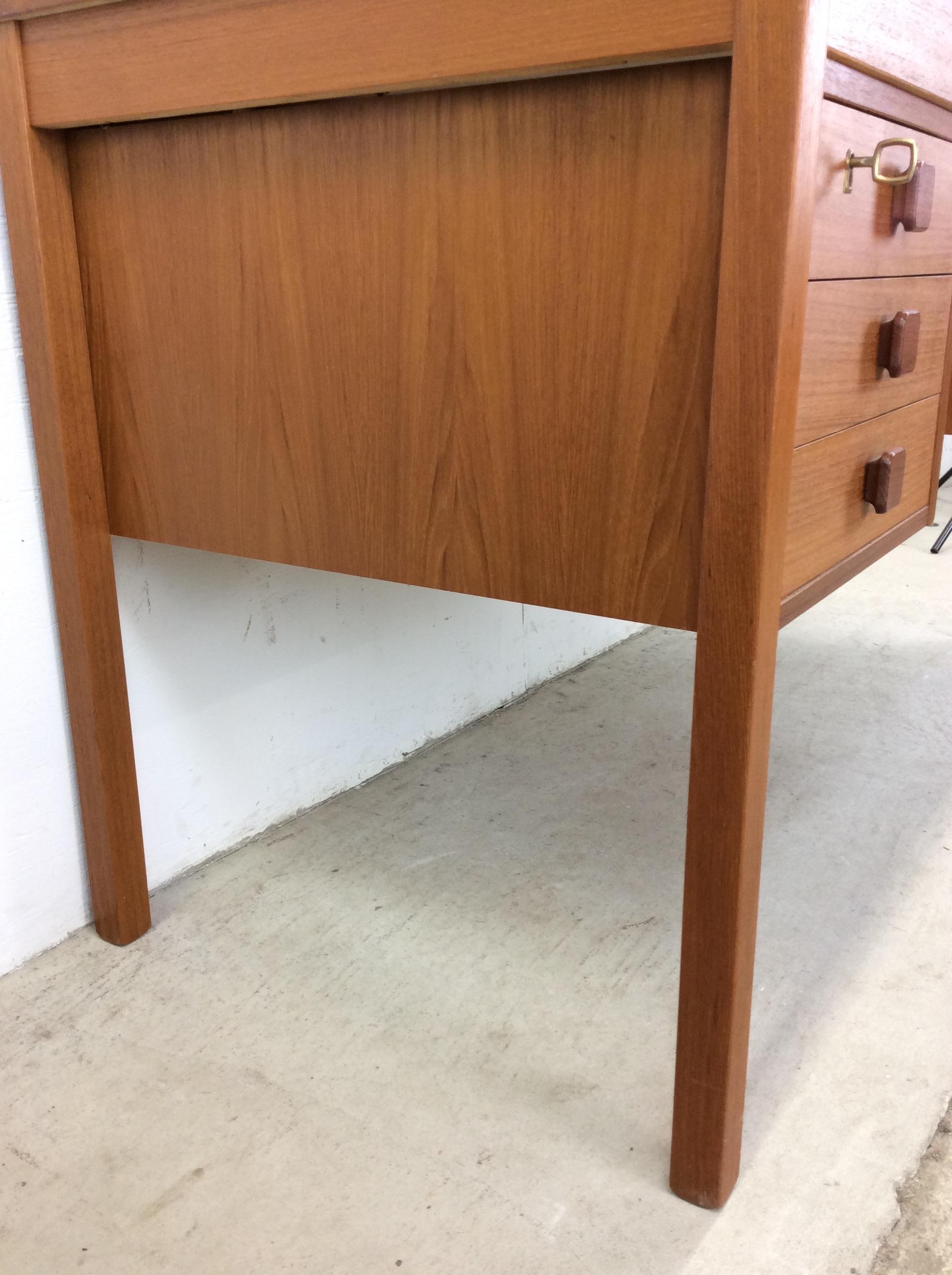 Danish Modern 6 Drawer Writing Desk with Lock & Key For Sale 10