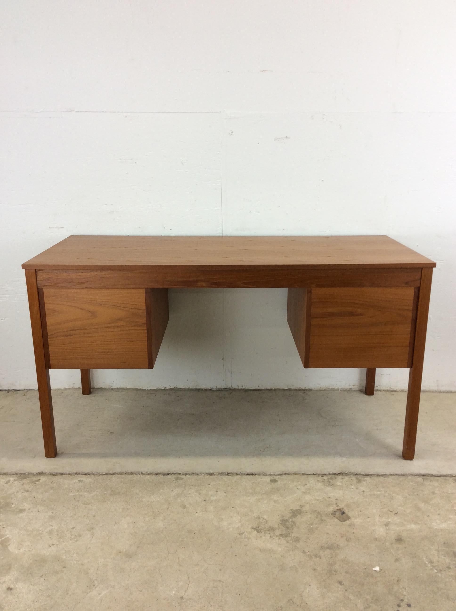 Danish Modern 6 Drawer Writing Desk with Lock & Key For Sale 12
