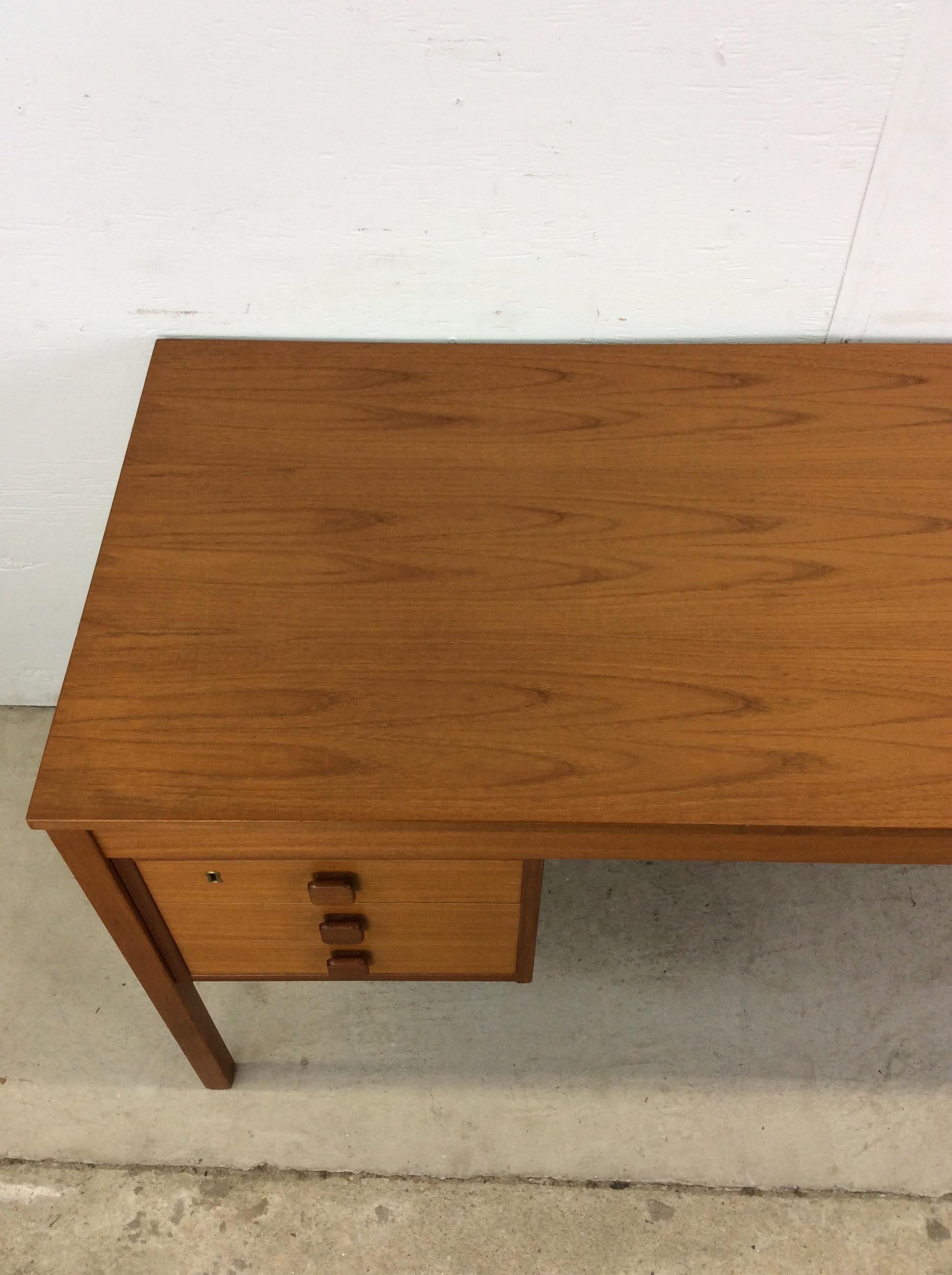 Scandinavian Modern Danish Modern 6 Drawer Writing Desk with Lock & Key For Sale