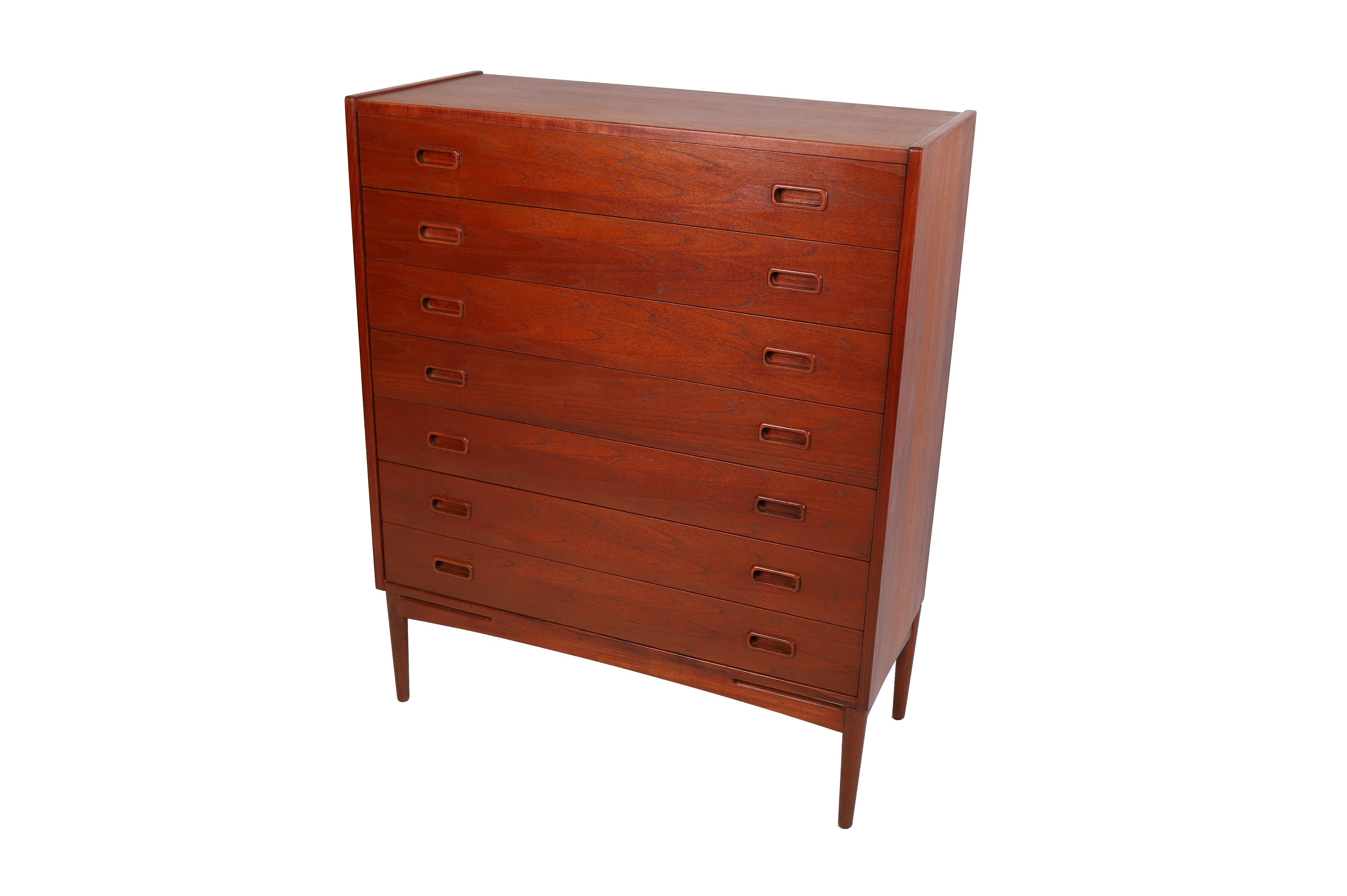 Oiled Danish Modern 7 Drawer Chest by Arne Hovmand Olsen For Sale