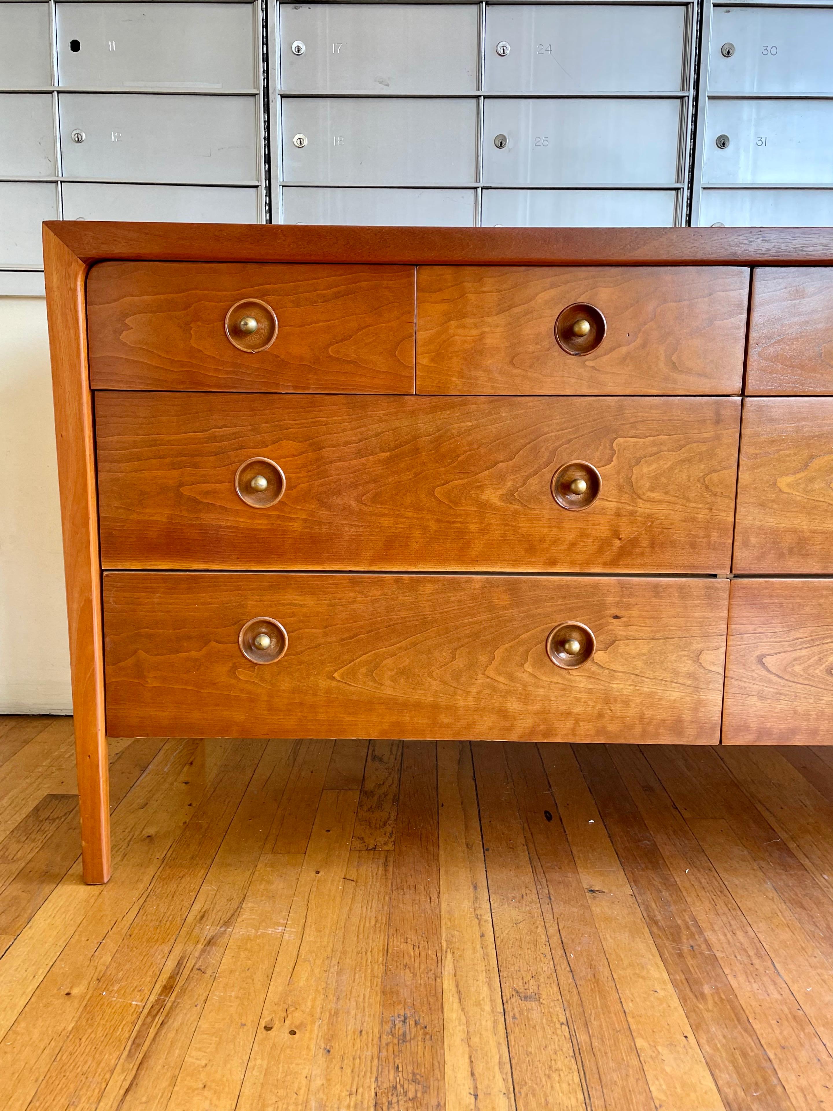 American Danish Modern 8-Drawer Dresser in Walnut and Mahogany by Drexel