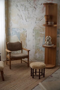 Danish Modern, A Hexagon Stool, Reupholstered Seat in Lambswool, 1950s