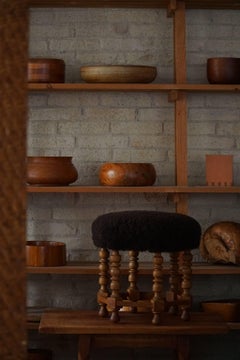 Danish Modern, A Hexagon Stool, Reupholstered Seat in Lambswool, 1950s