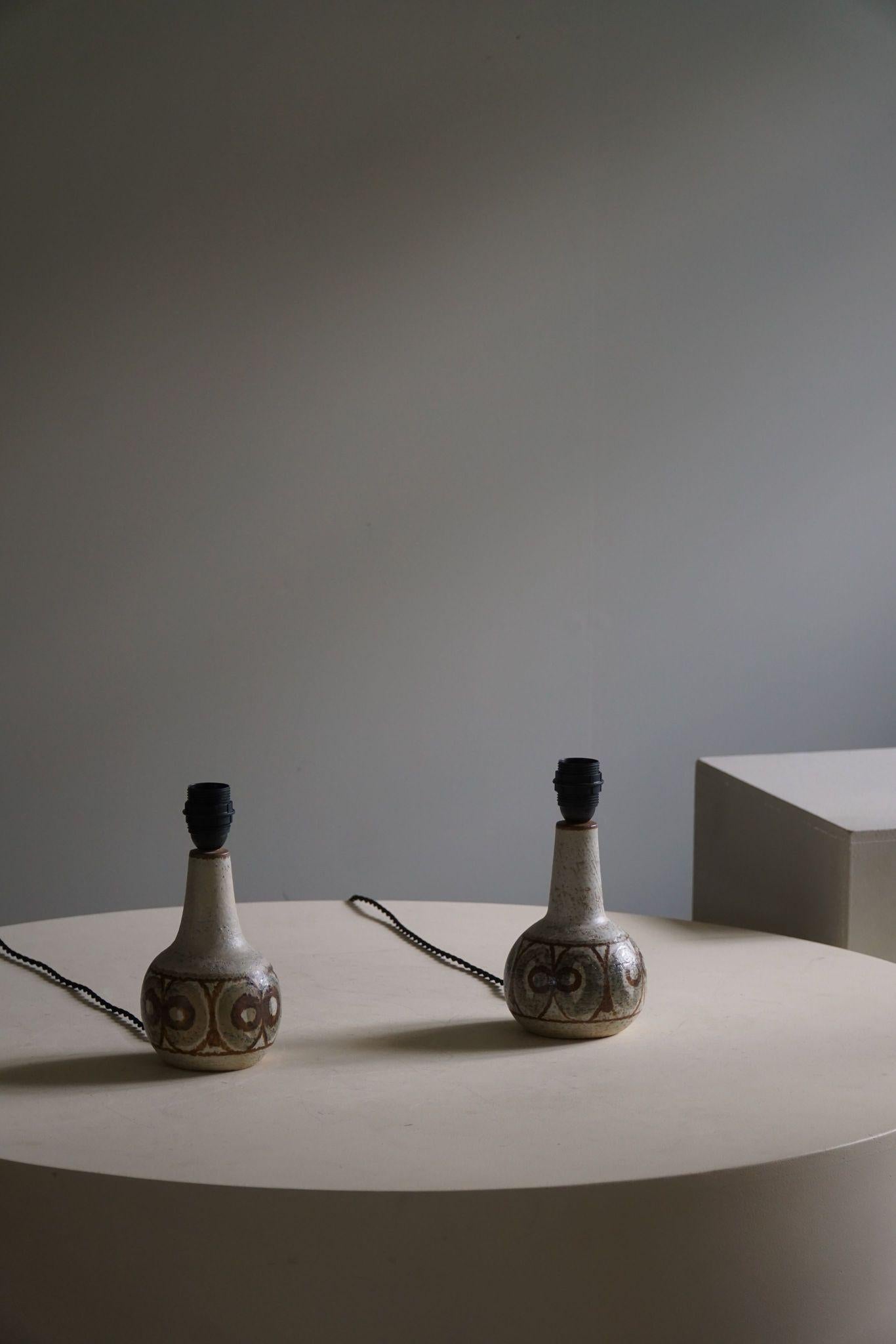 Danish Modern, A Pair of Ceramic Table Lamps, Earthern Tones, By Søholm, 1970s For Sale 5