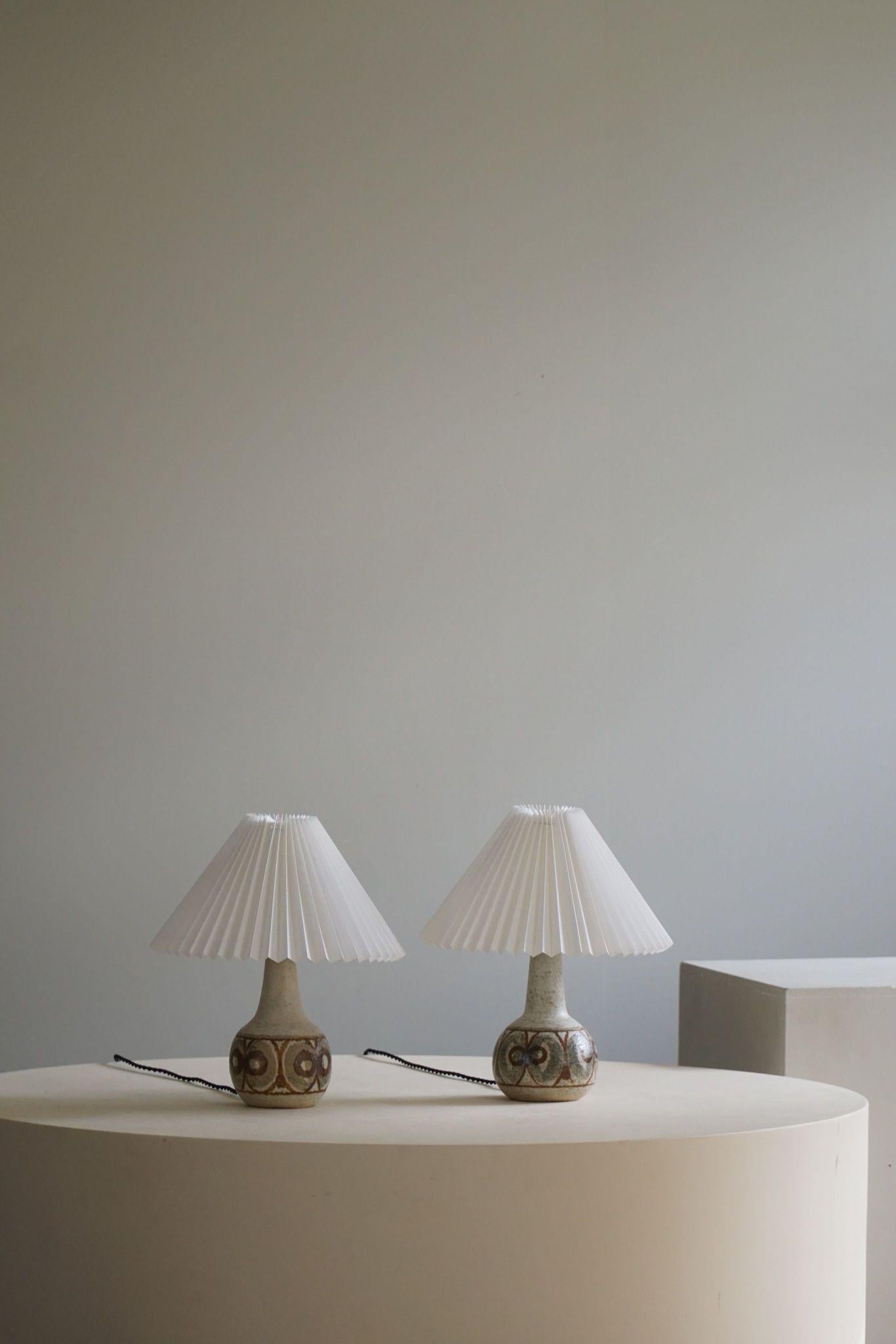 Danish Modern, A Pair of Ceramic Table Lamps, Earthern Tones, By Søholm, 1970s For Sale 7