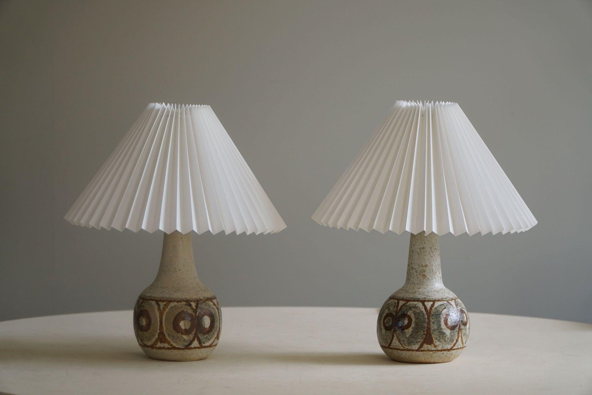 Danish Modern, A Pair of Ceramic Table Lamps, Earthern Tones, By Søholm, 1970s For Sale 8