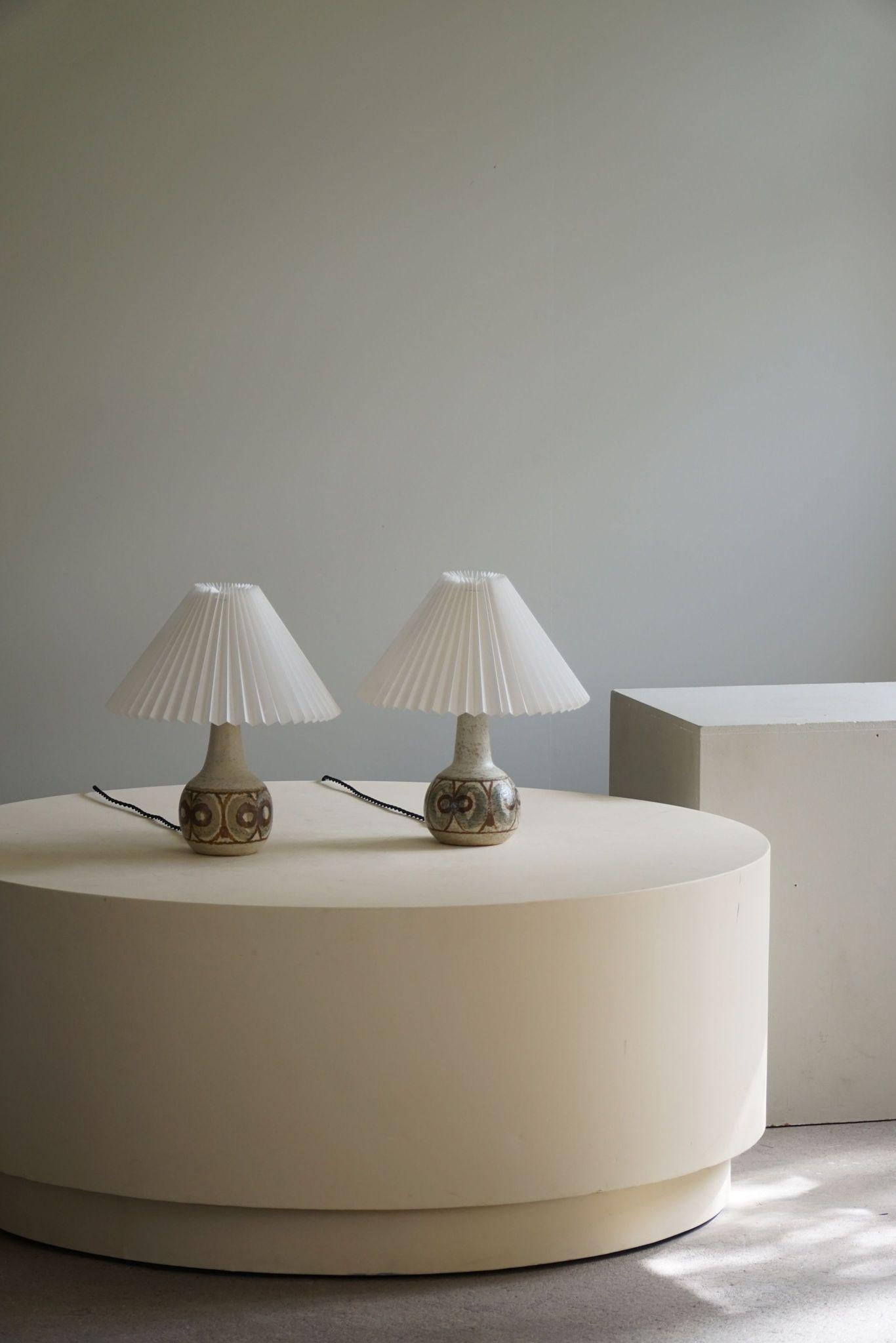 Mid-Century Modern Danish Modern, A Pair of Ceramic Table Lamps, Earthern Tones, By Søholm, 1970s For Sale