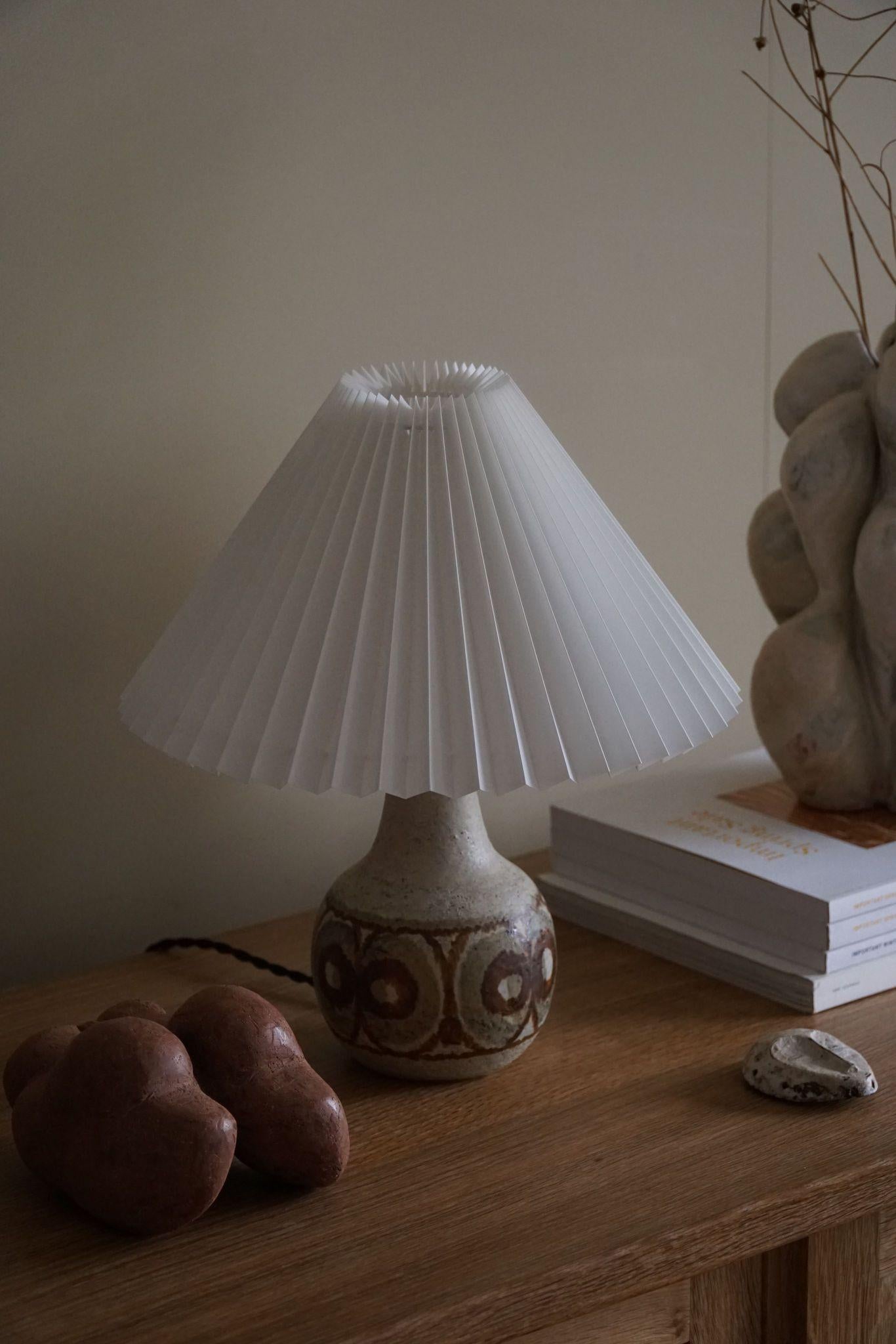 Stoneware Danish Modern, A Pair of Ceramic Table Lamps, Earthern Tones, By Søholm, 1970s For Sale