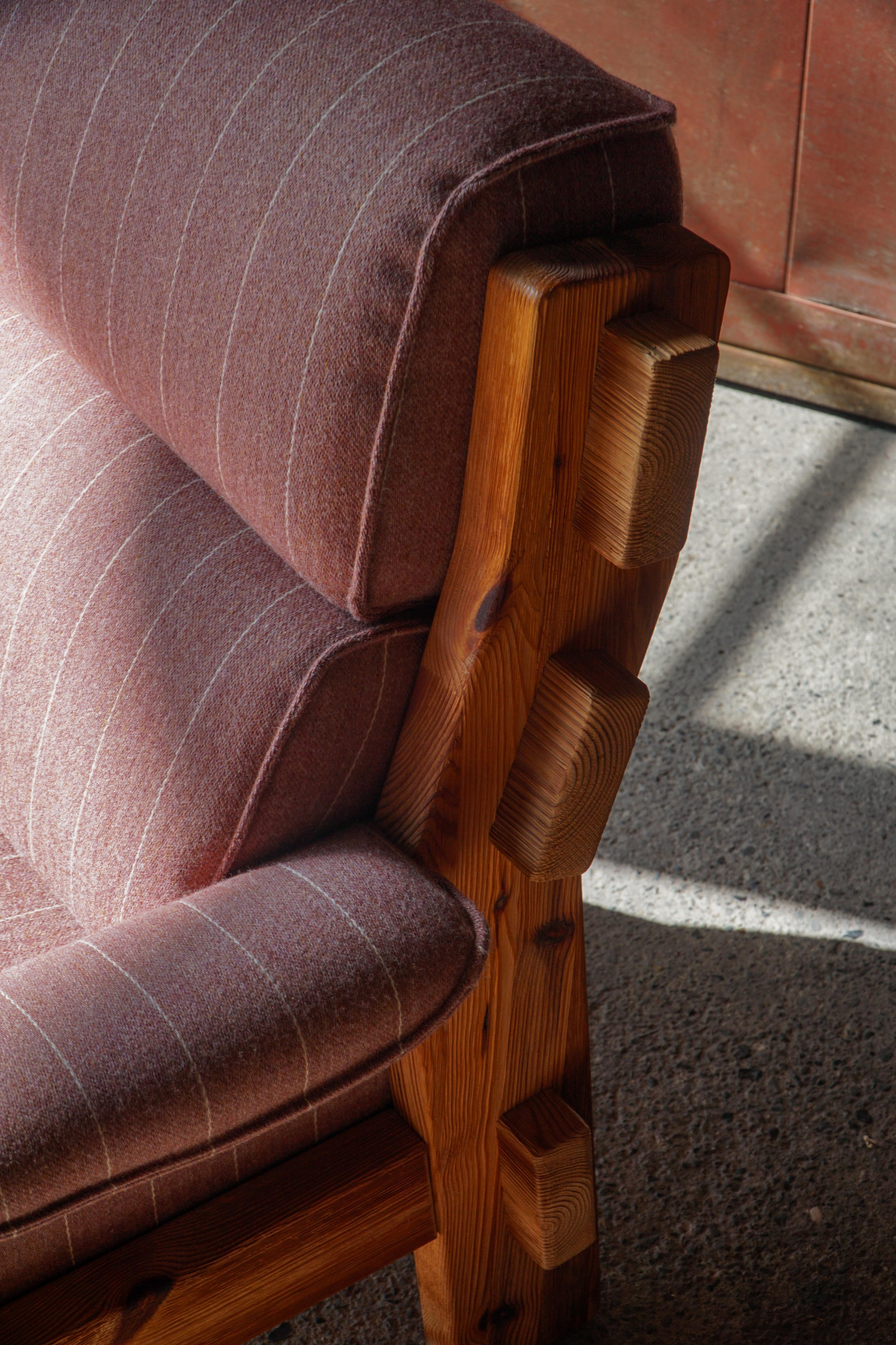 Danish Modern, A Pair of Lounge Chairs in Pine & Wool by Christian IV, 1970s For Sale 8