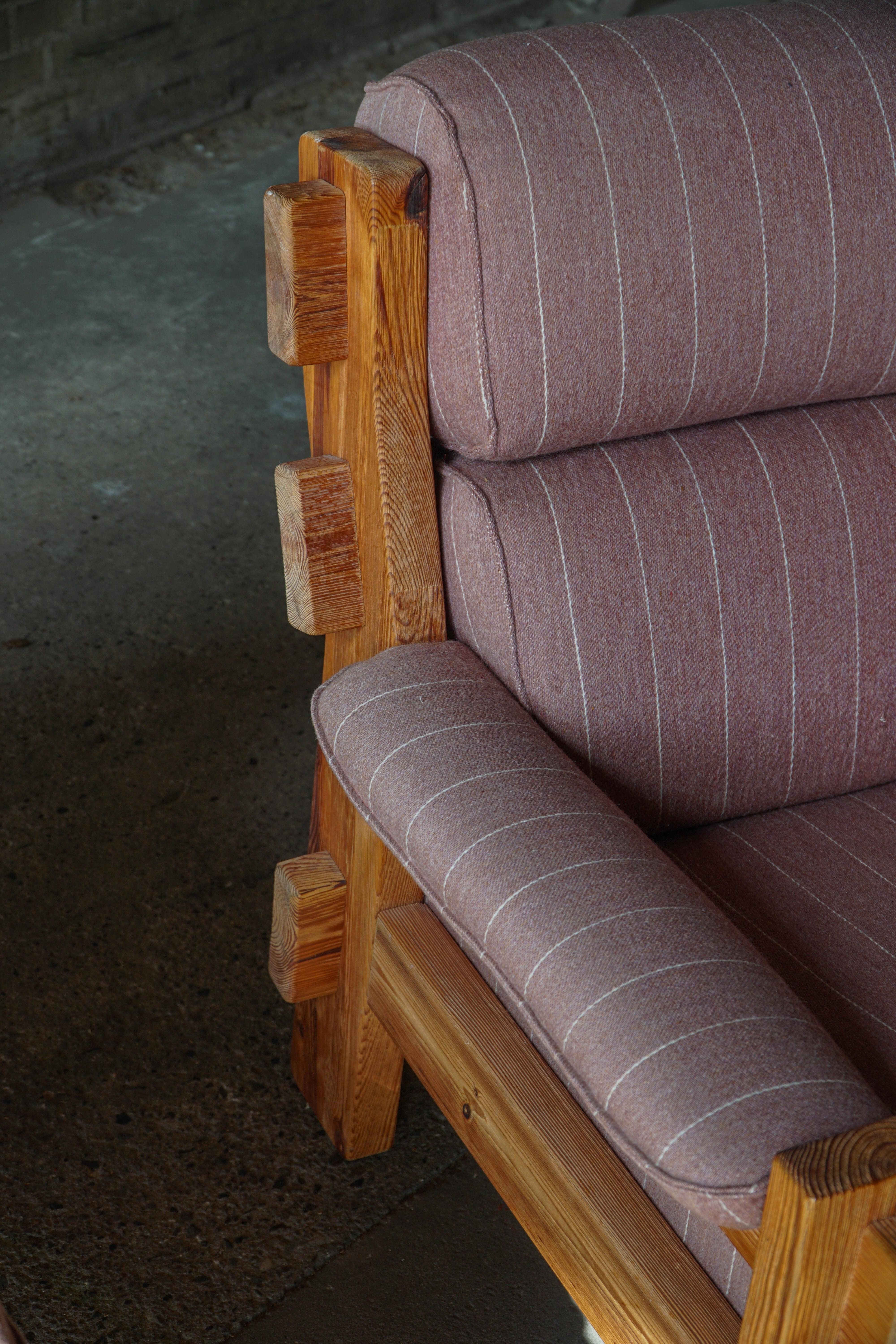 Danish Modern, A Pair of Lounge Chairs in Pine & Wool by Christian IV, 1970s For Sale 2