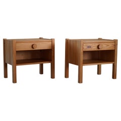 Danish Modern, a Pair of Minimalist Night Stands in Solid Pine, 1970s