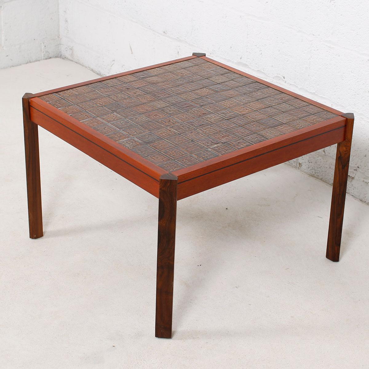 Danish Modern Accent Table with Tile Top In Good Condition For Sale In Kensington, MD